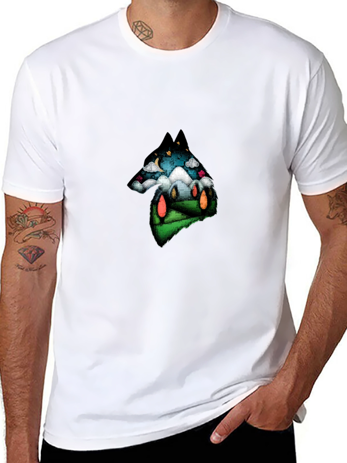 Wolf Landscape Graphic T-Shirt - Unique Design