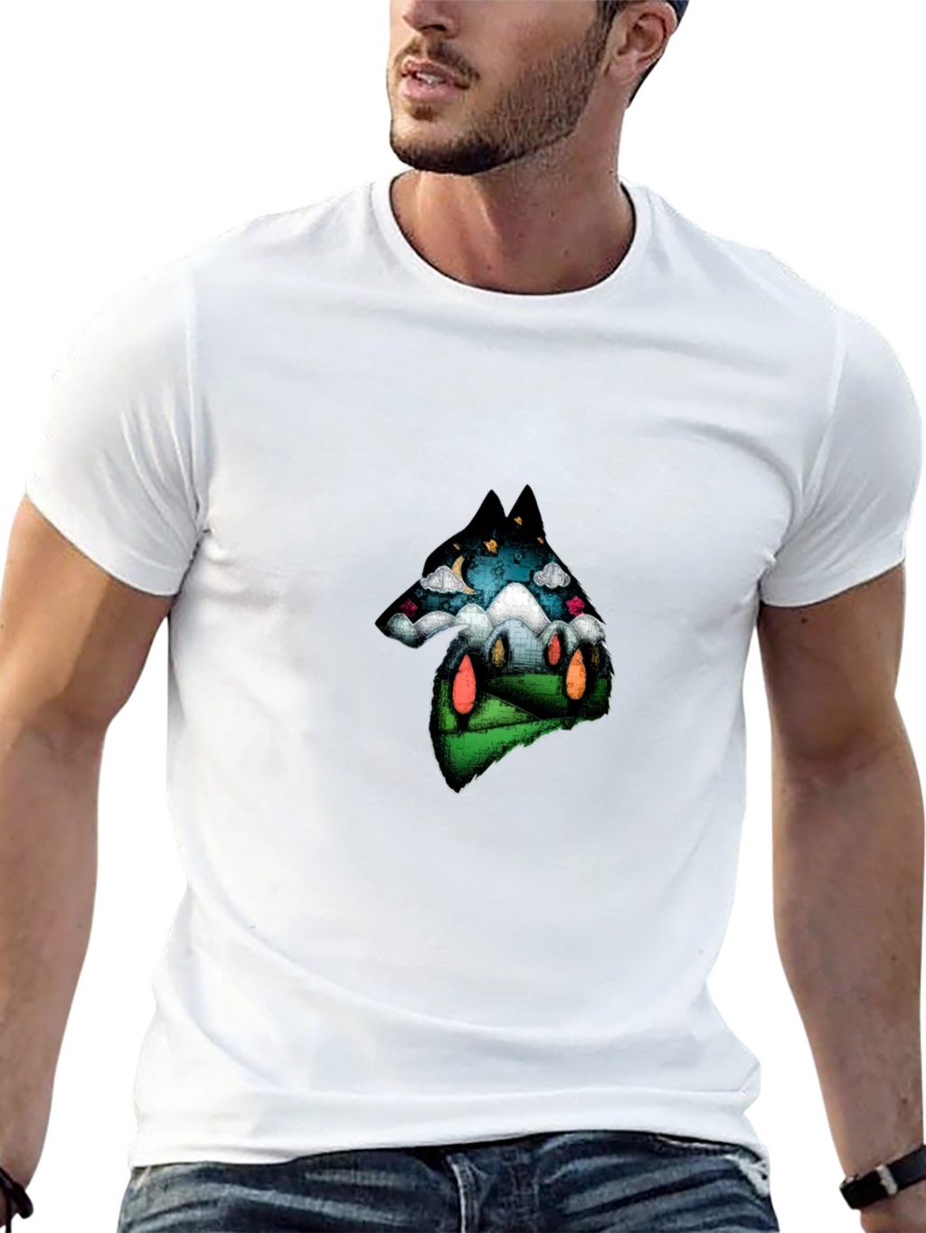 Wolf Landscape Graphic T-Shirt - Unique Design