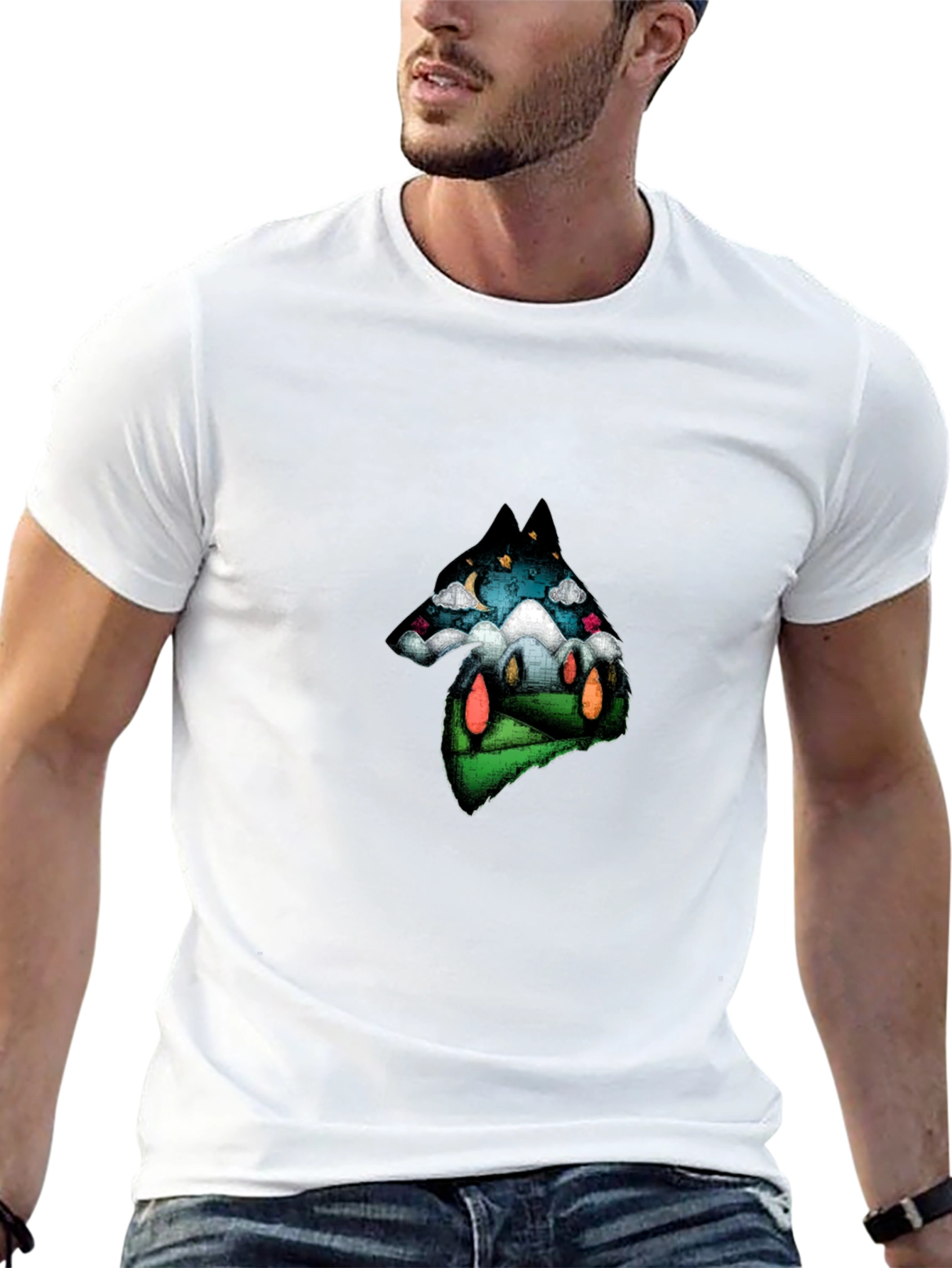 Wolf Landscape Graphic T-Shirt - Unique Design