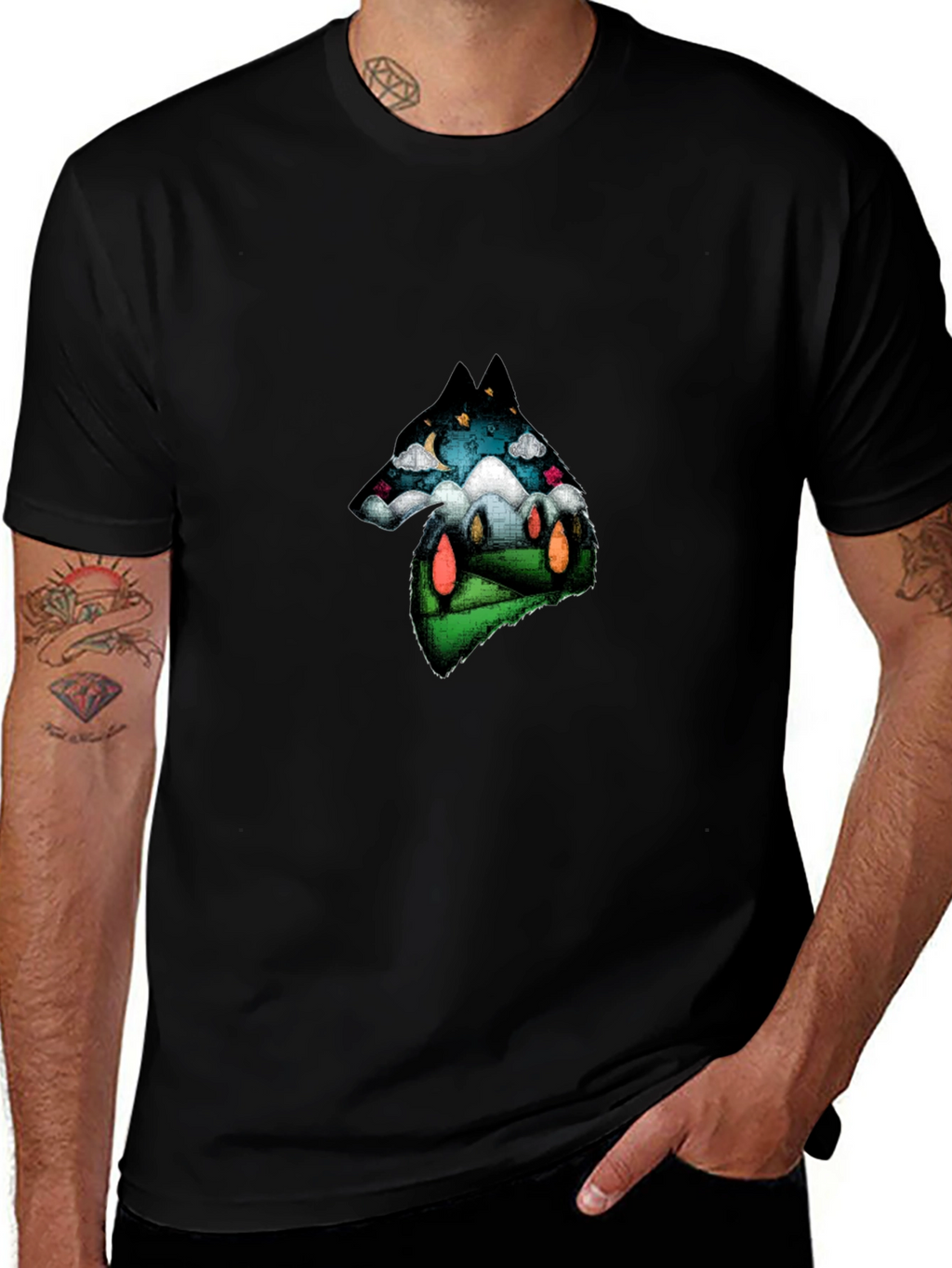 Wolf Landscape Graphic T-Shirt - Unique Design
