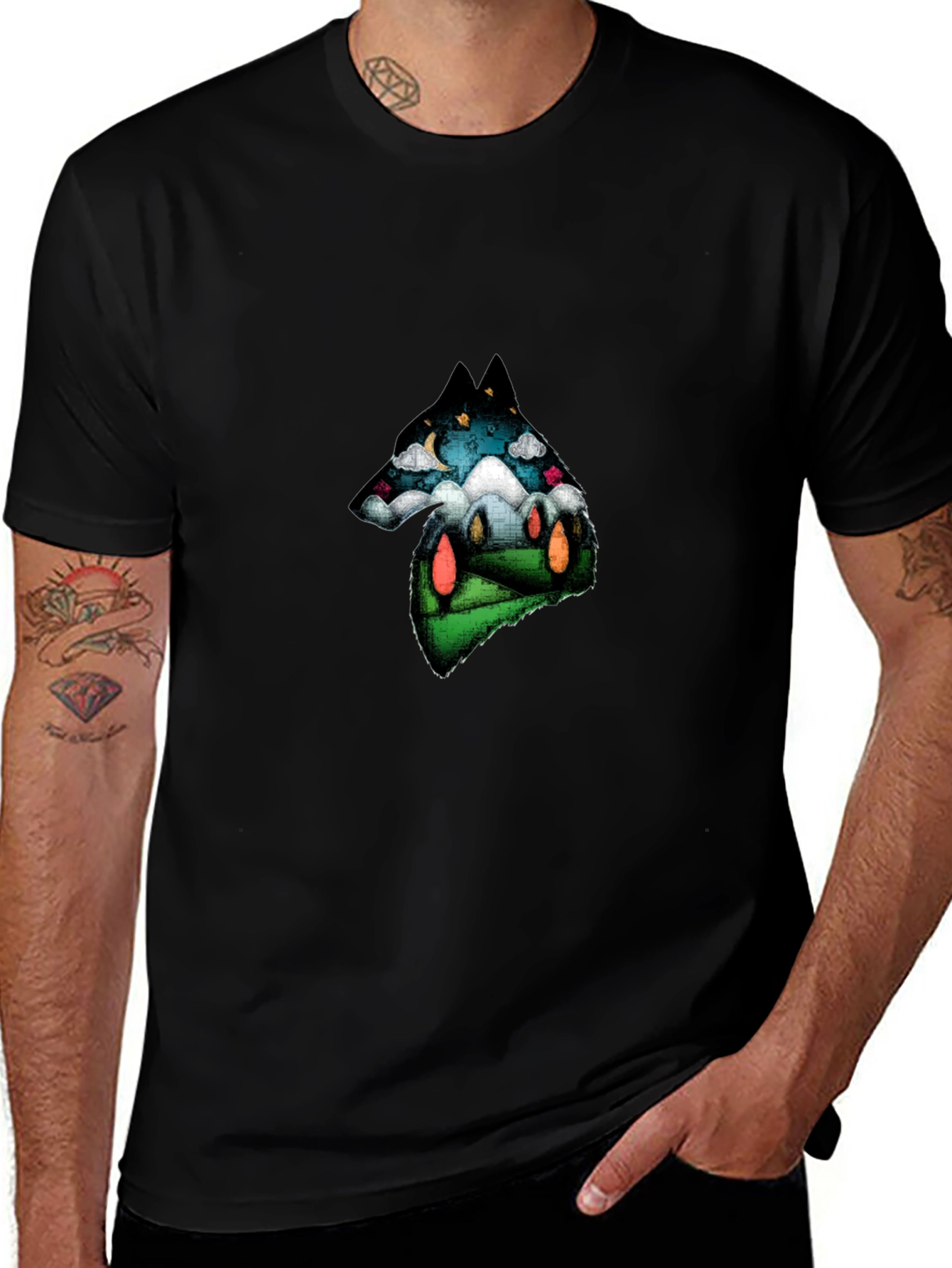 Wolf Landscape Graphic T-Shirt - Unique Design