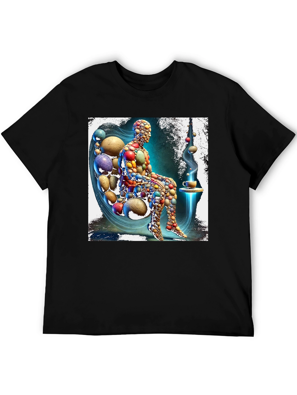 Abstract Pebble Person Black T-Shirt