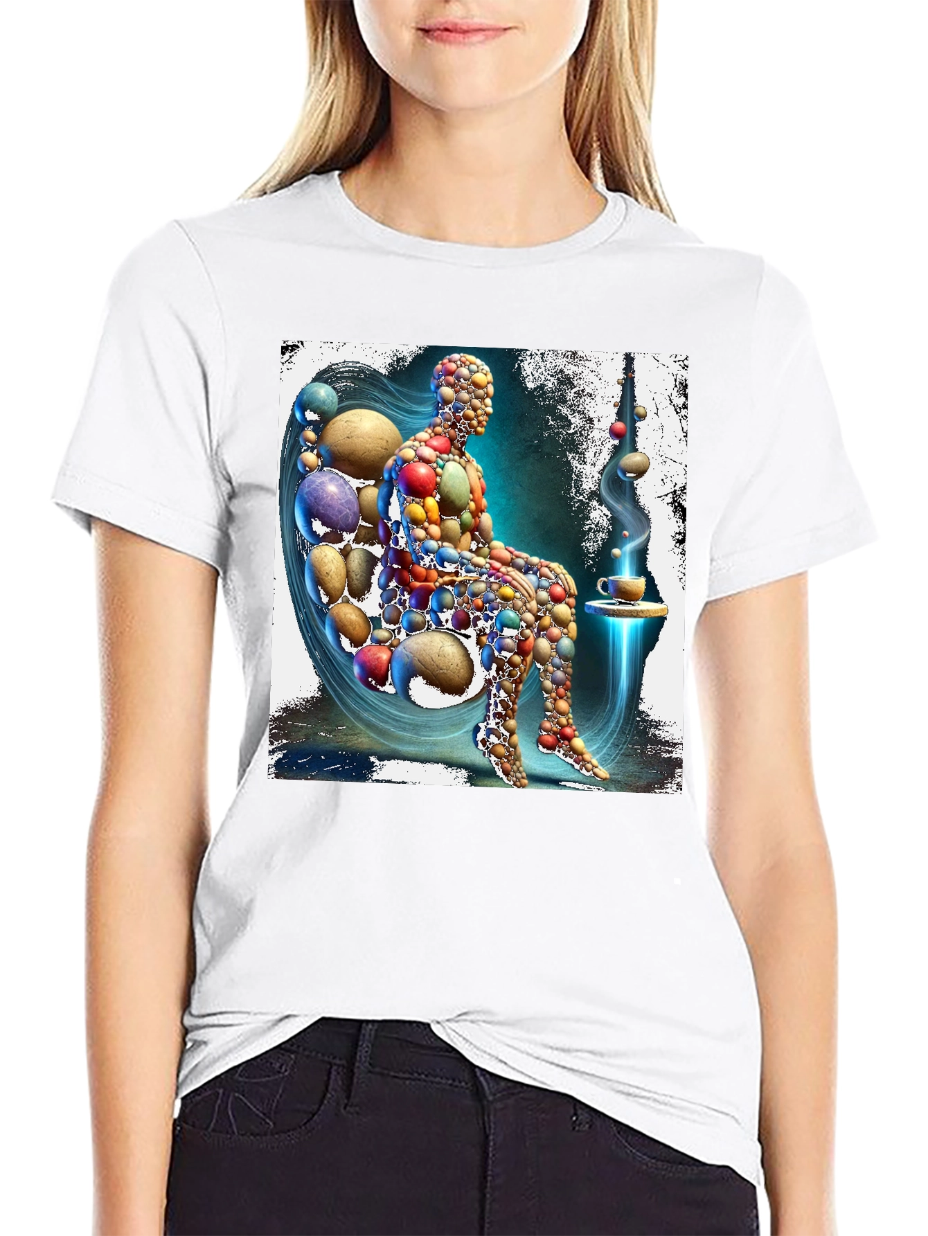 Abstract Pebble Person Black T-Shirt