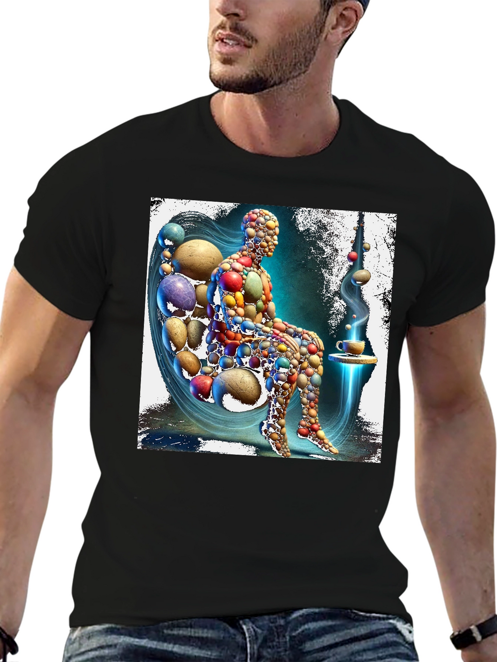 Abstract Pebble Person Black T-Shirt