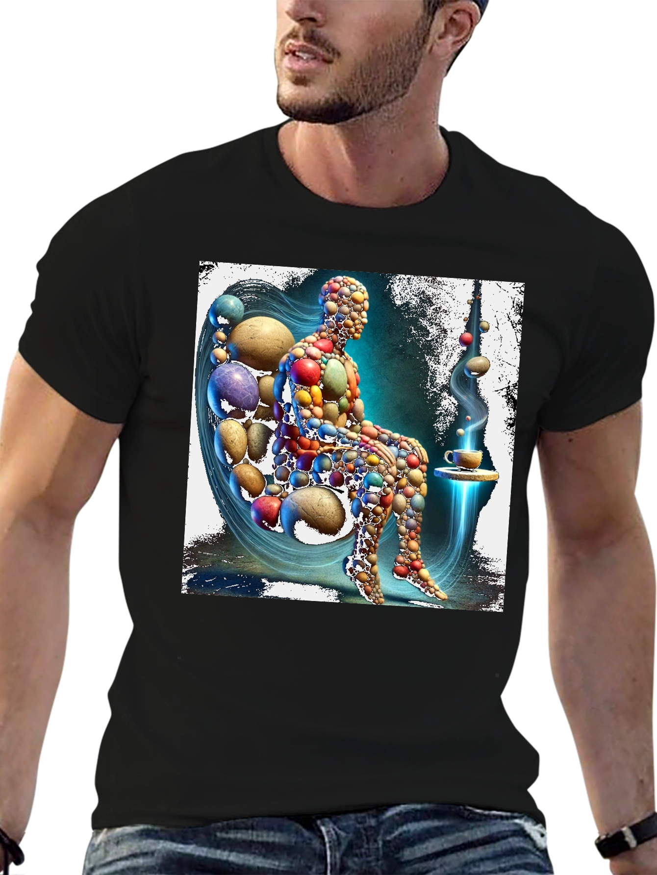 Abstract Pebble Person Black T-Shirt