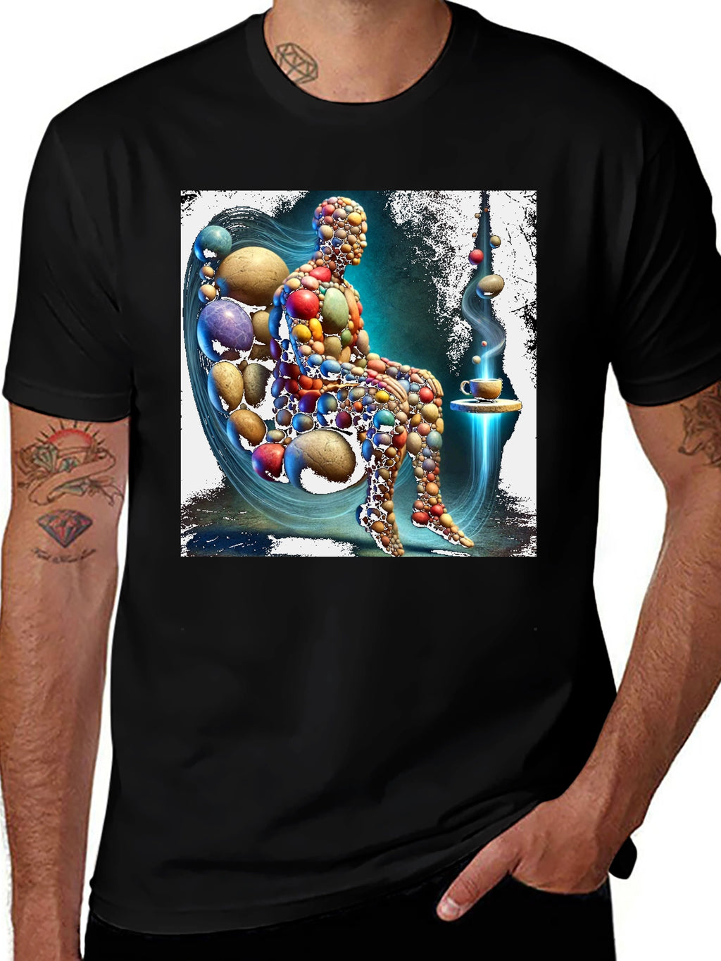 Abstract Pebble Person Black T-Shirt