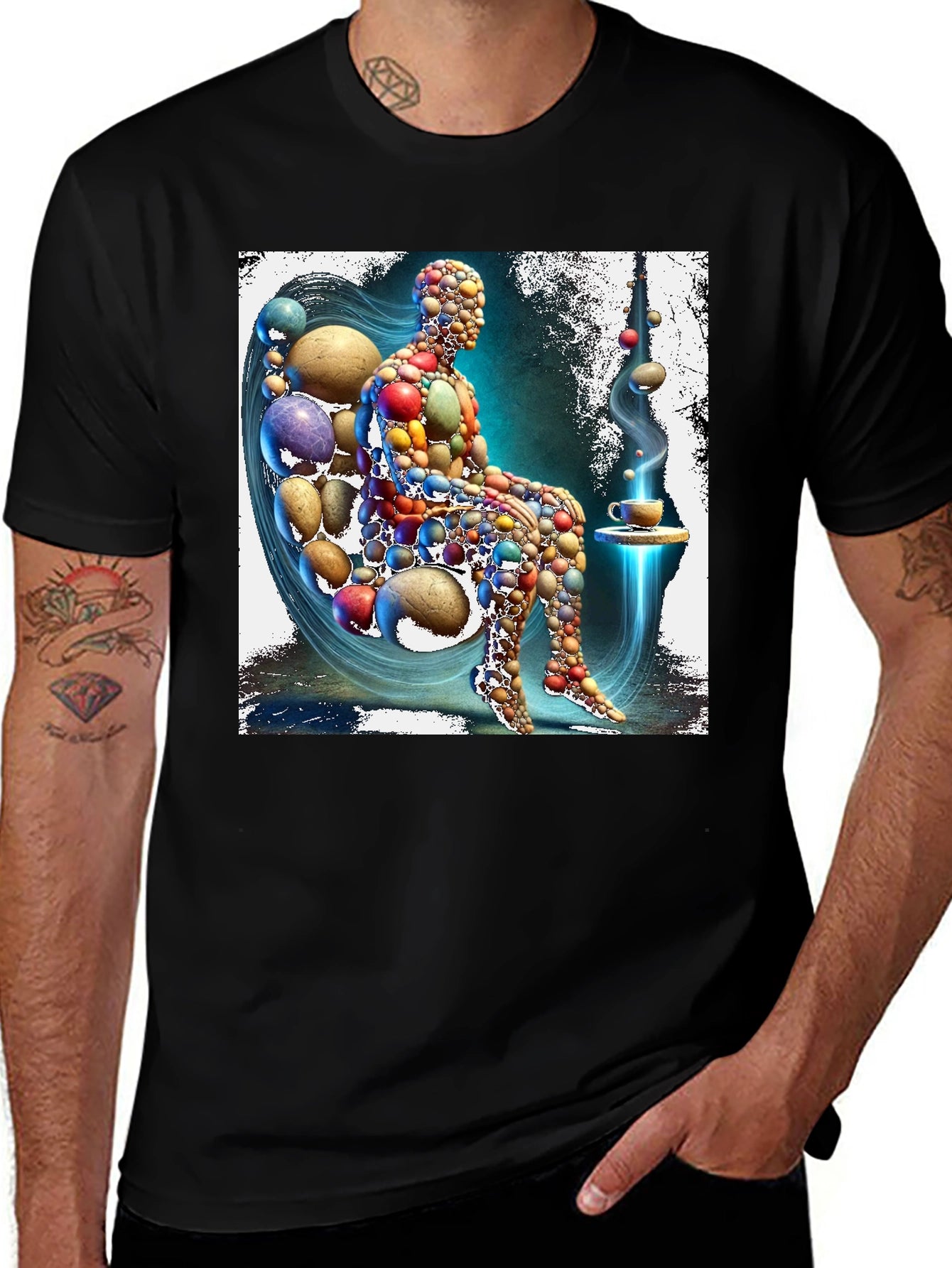 Abstract Pebble Person Black T-Shirt
