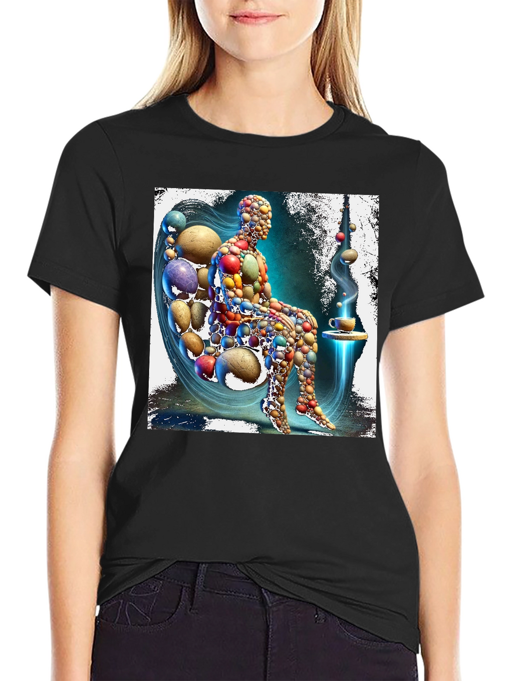 Abstract Pebble Person Black T-Shirt