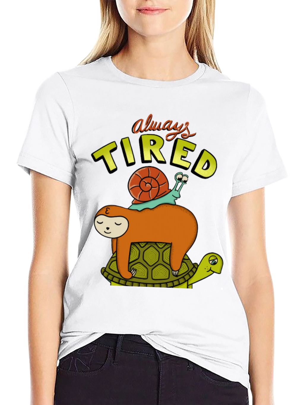 Always Tired T-Shirt with Sloth Snail and Turtle Design