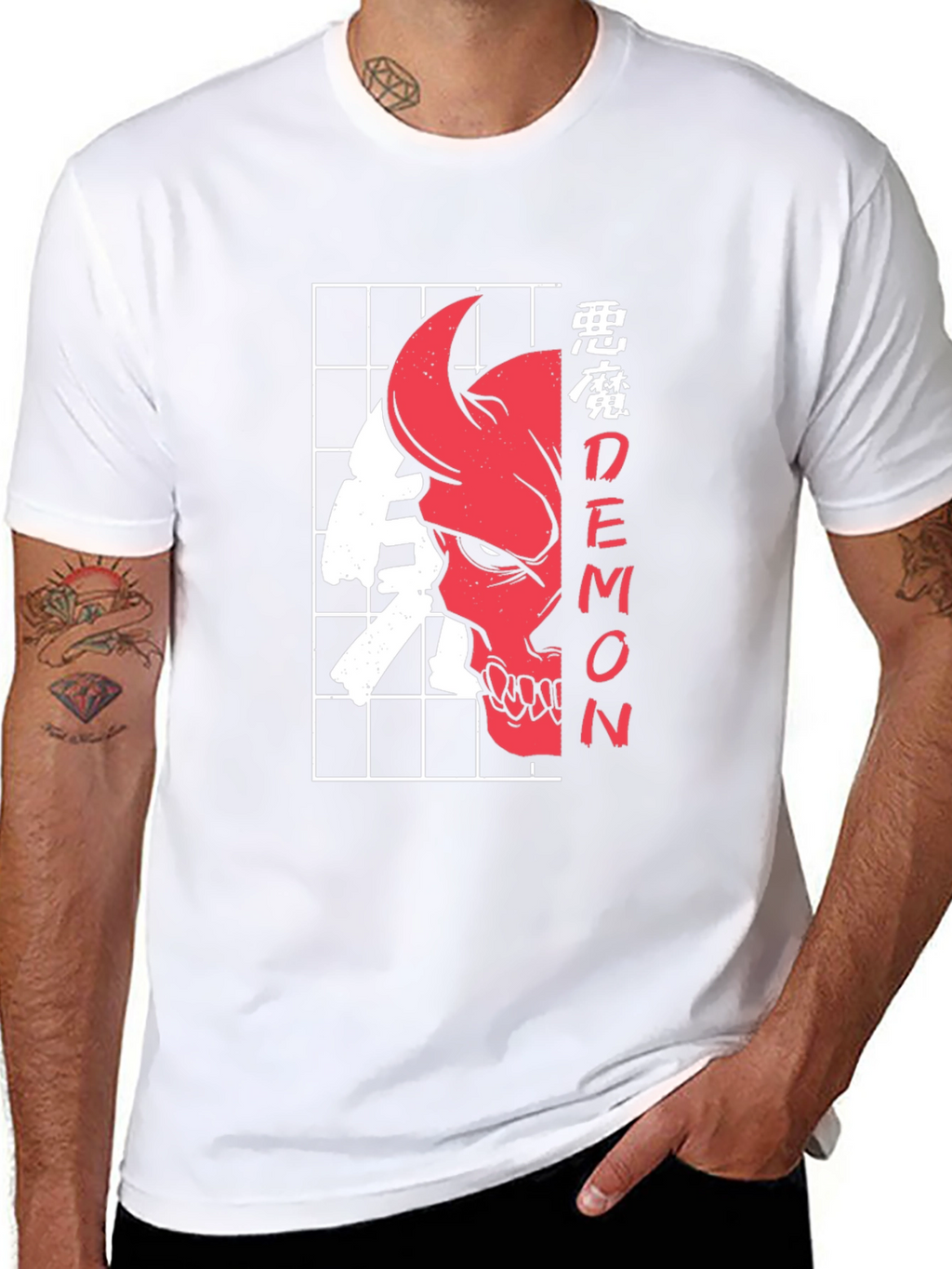 Demon Skull Graphic Tee - Urban Style Black T-Shirt