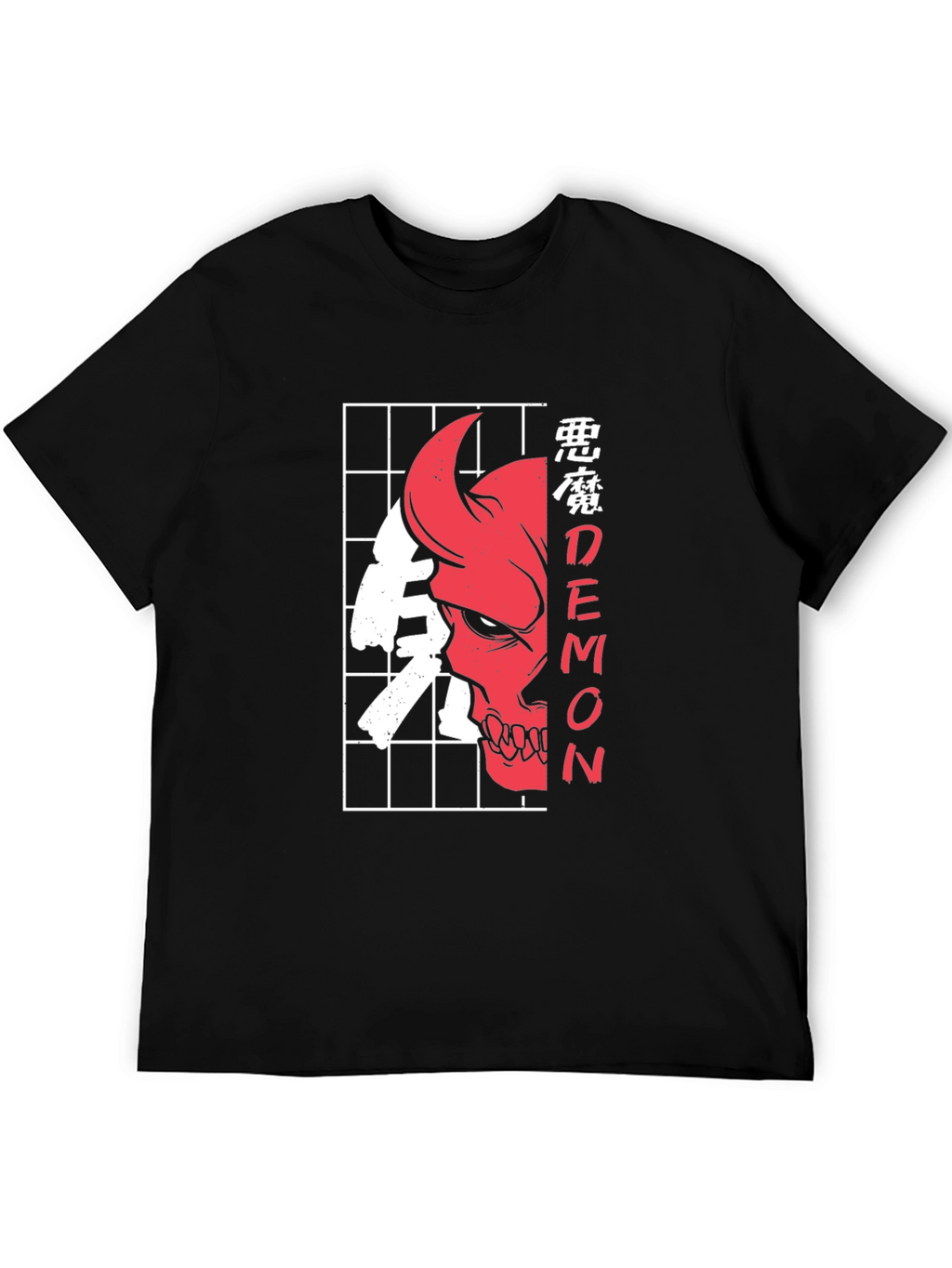 Demon Skull Graphic Tee - Urban Style Black T-Shirt