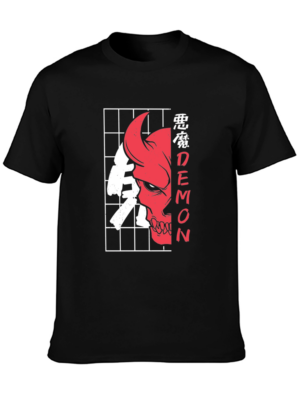 Demon Skull Graphic Tee - Urban Style Black T-Shirt
