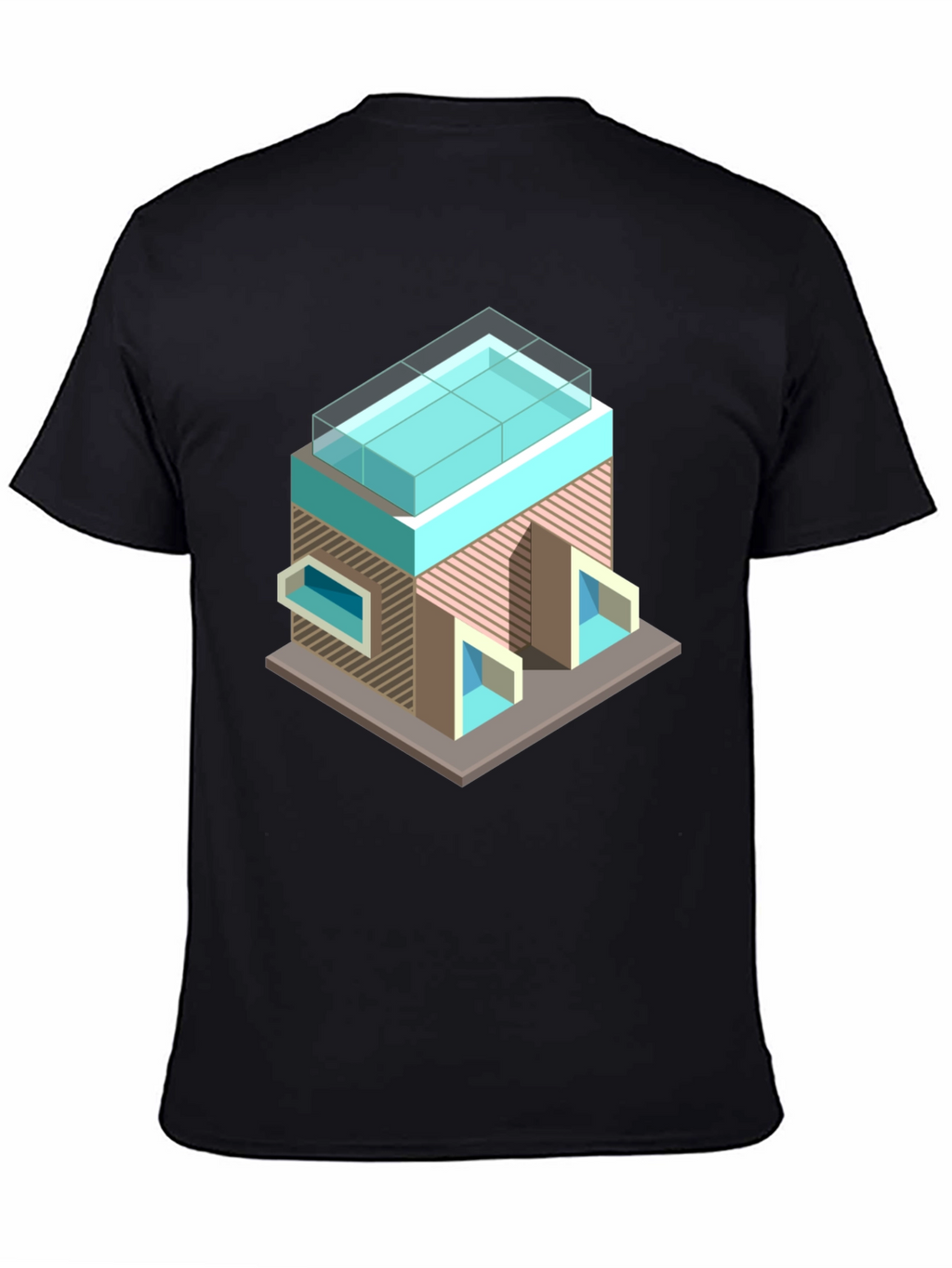 Modern Building Graphic Tee - Black Cotton Blend