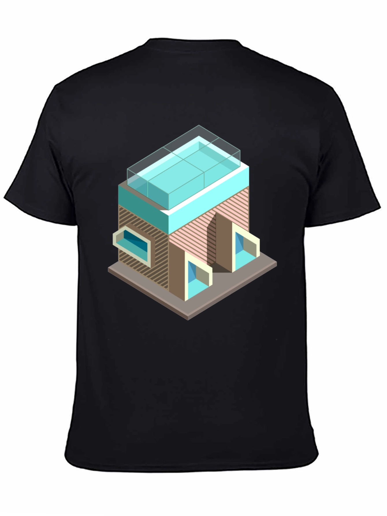 Modern Building Graphic Tee - Black Cotton Blend