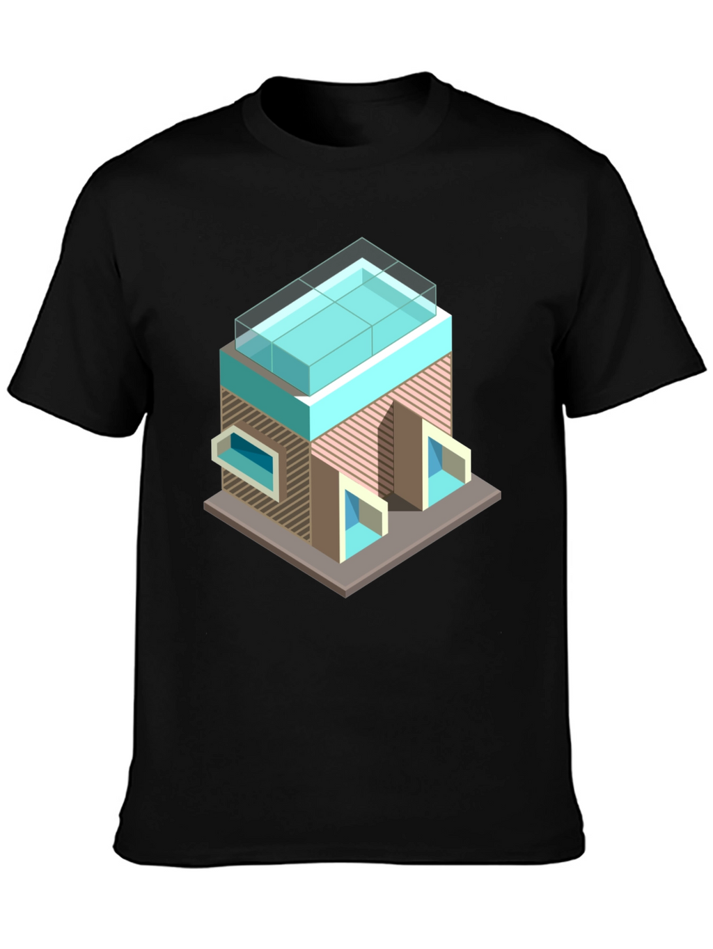 Modern Building Graphic Tee - Black Cotton Blend