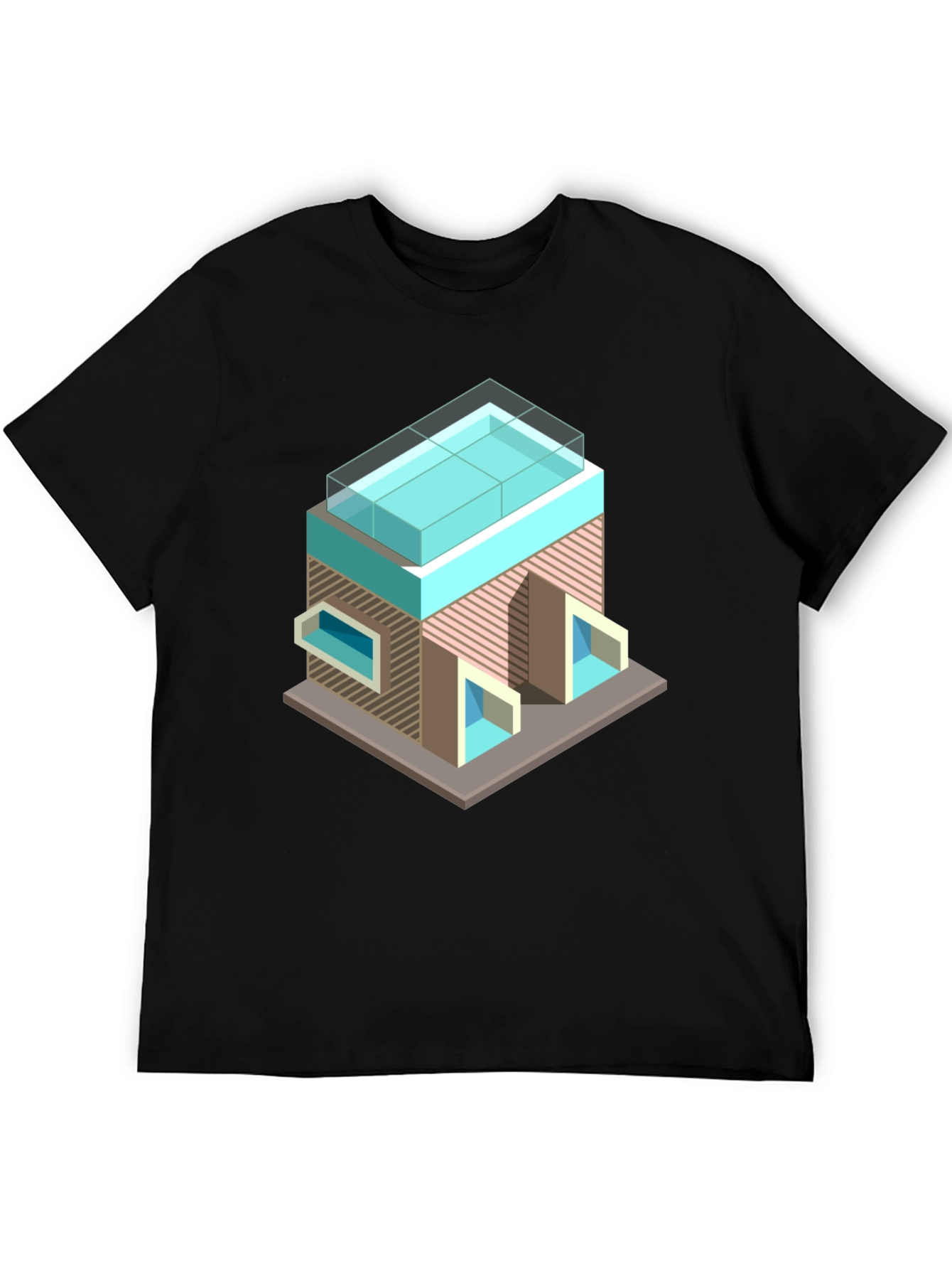 Modern Building Graphic Tee - Black Cotton Blend