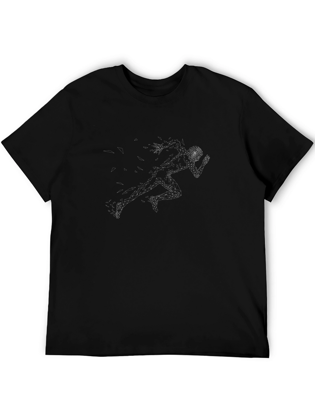 Geometric Runner Graphic T-Shirt - Black