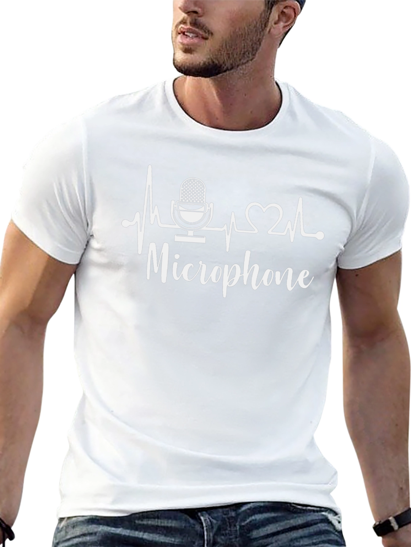 Microphone Heartbeat Graphic T-Shirt - Music Lover Tee