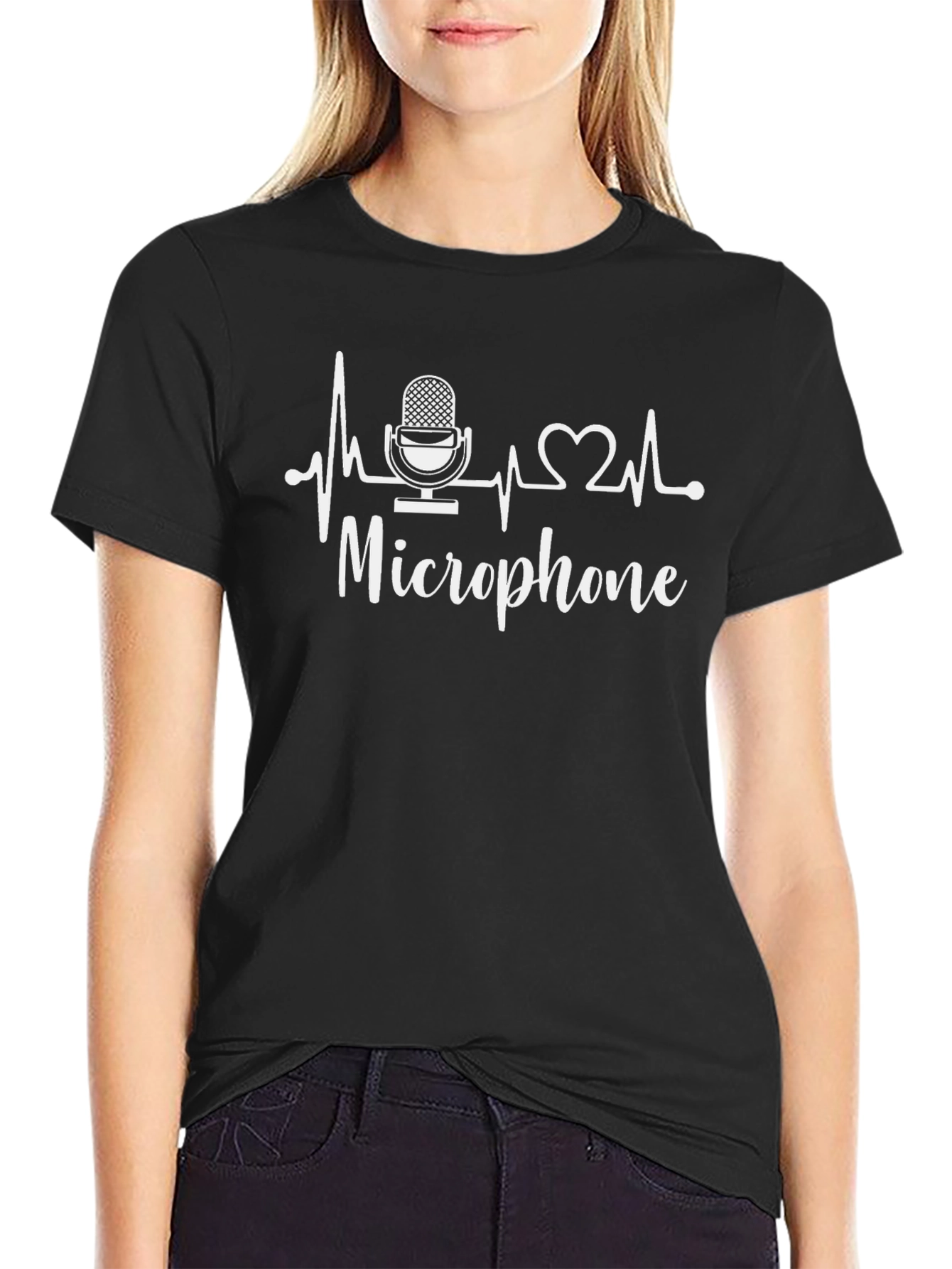 Microphone Heartbeat Graphic T-Shirt - Music Lover Tee