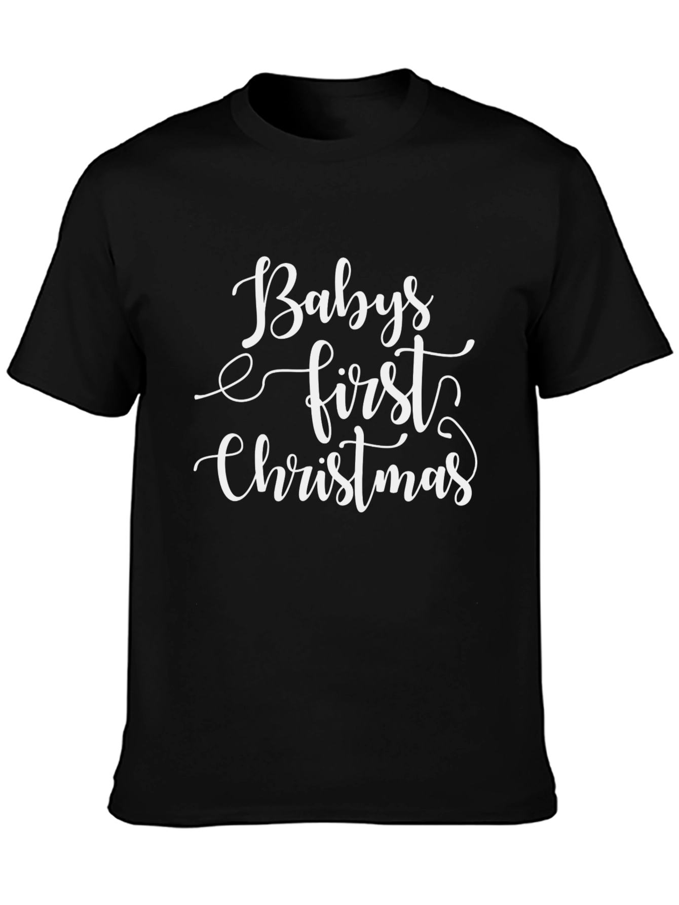 Babys First Christmas Black T-Shirt