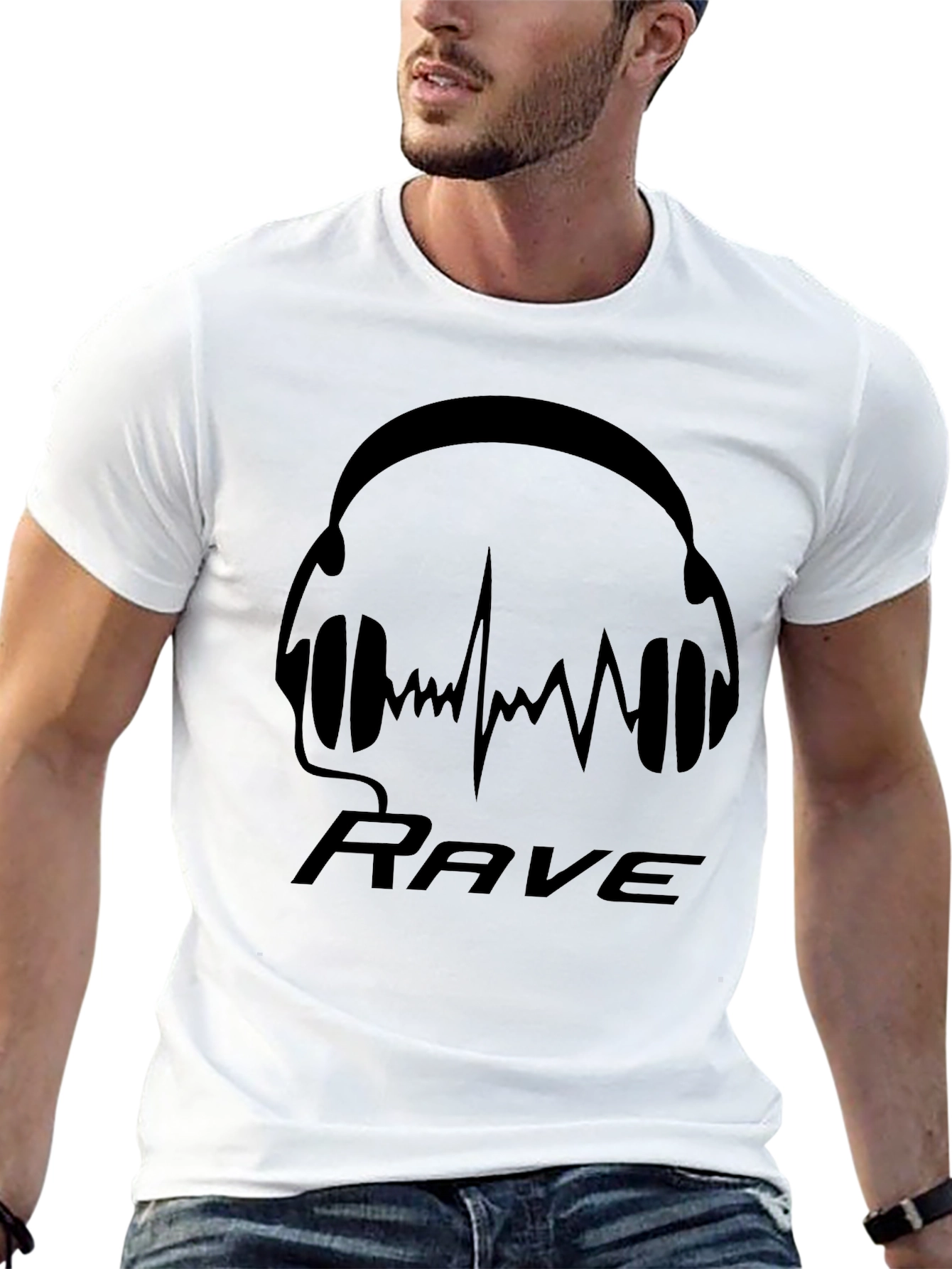 Rave Headphones Graphic T-Shirt - Black
