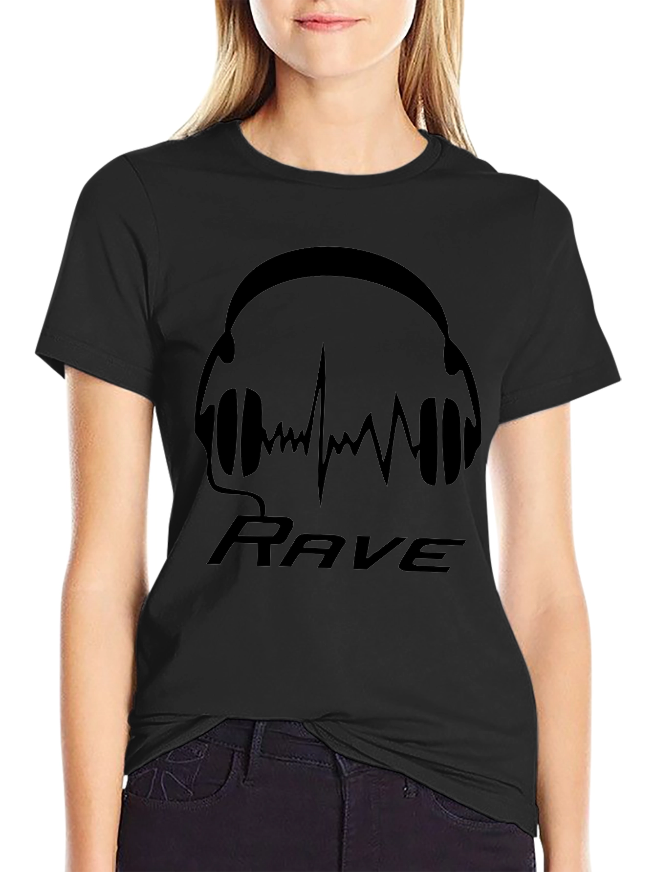 Rave Headphones Graphic T-Shirt - Black