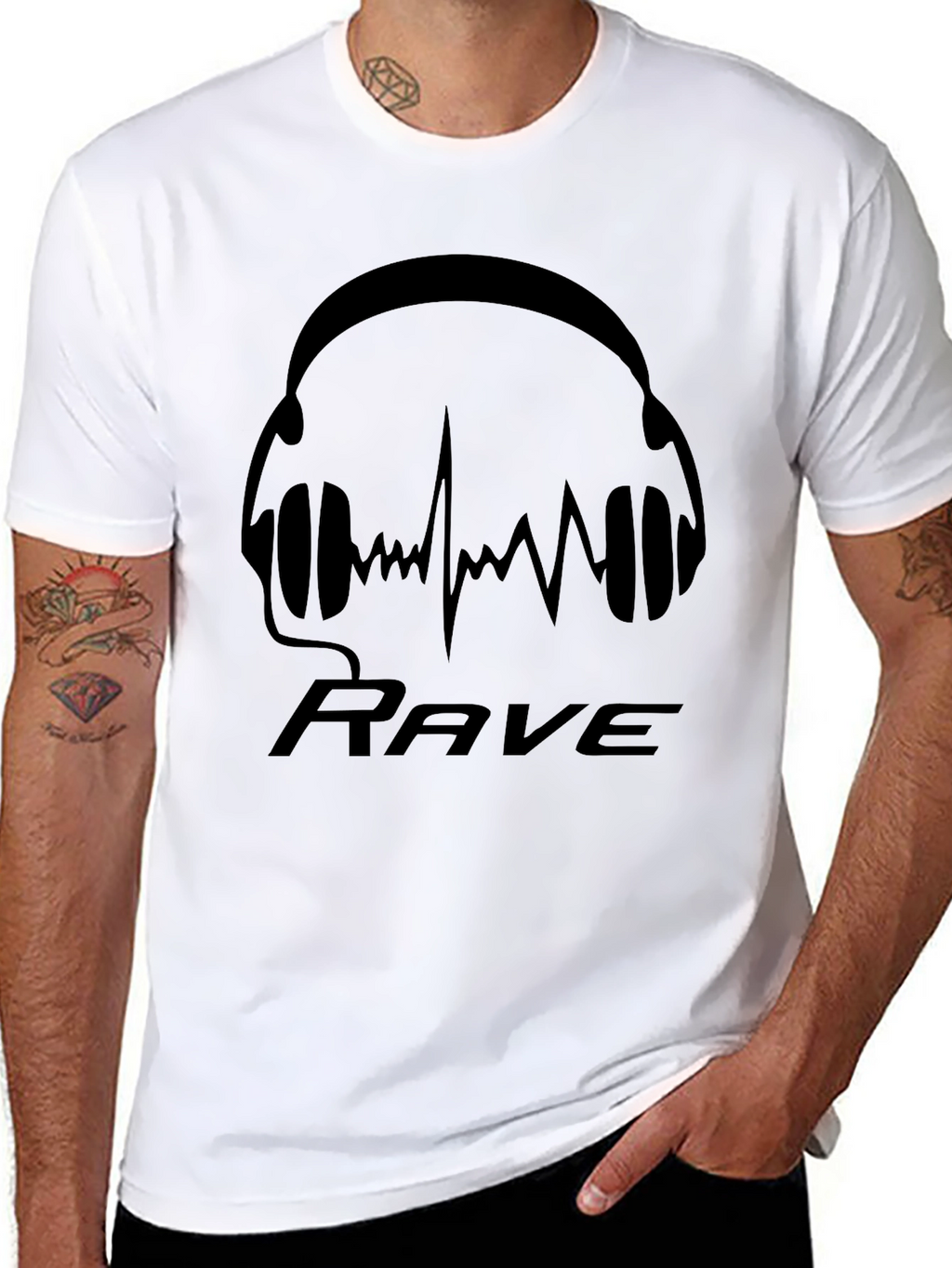 Rave Headphones Graphic T-Shirt - Black