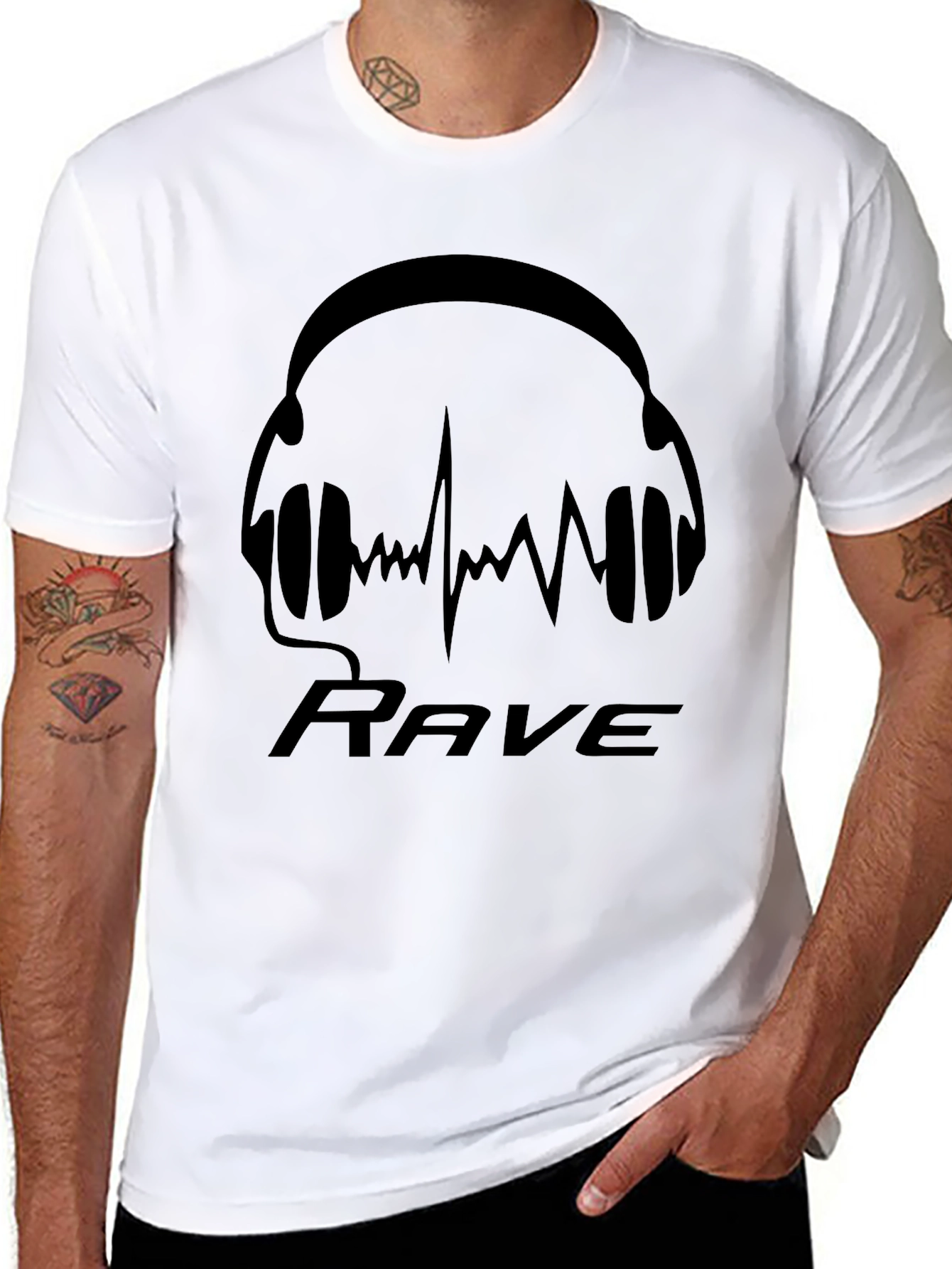 Rave Headphones Graphic T-Shirt - Black