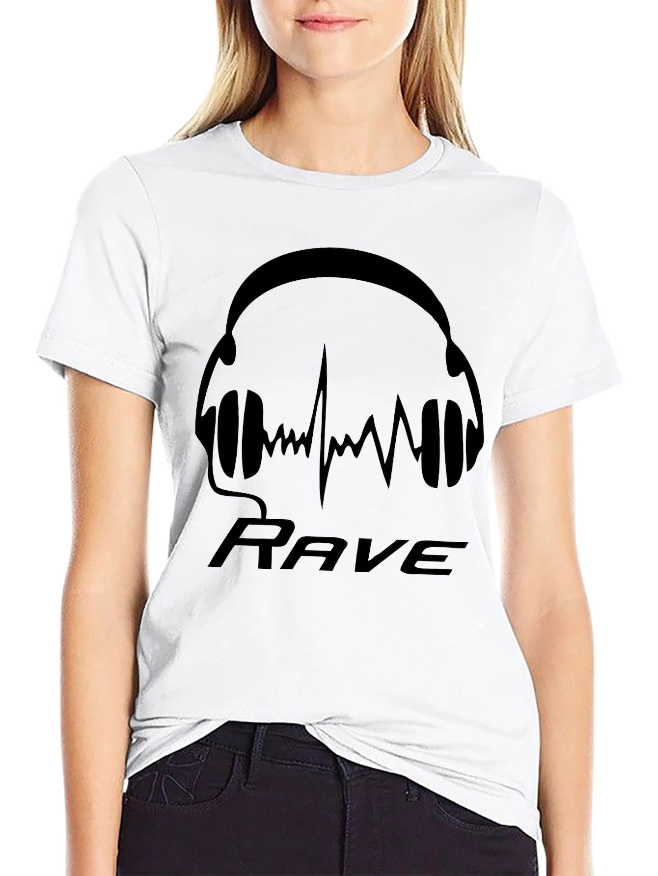 Rave Headphones Graphic T-Shirt - Black