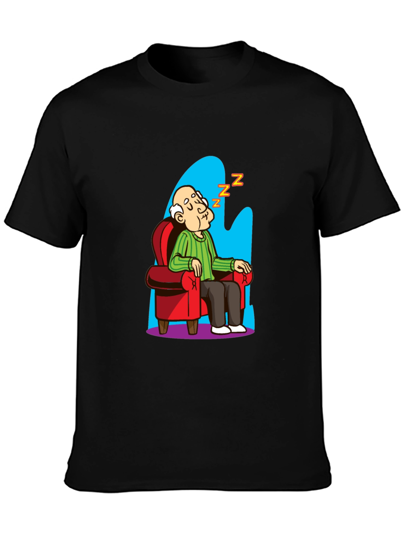 Funny Sleeping Grandpa Cartoon Graphic Tee