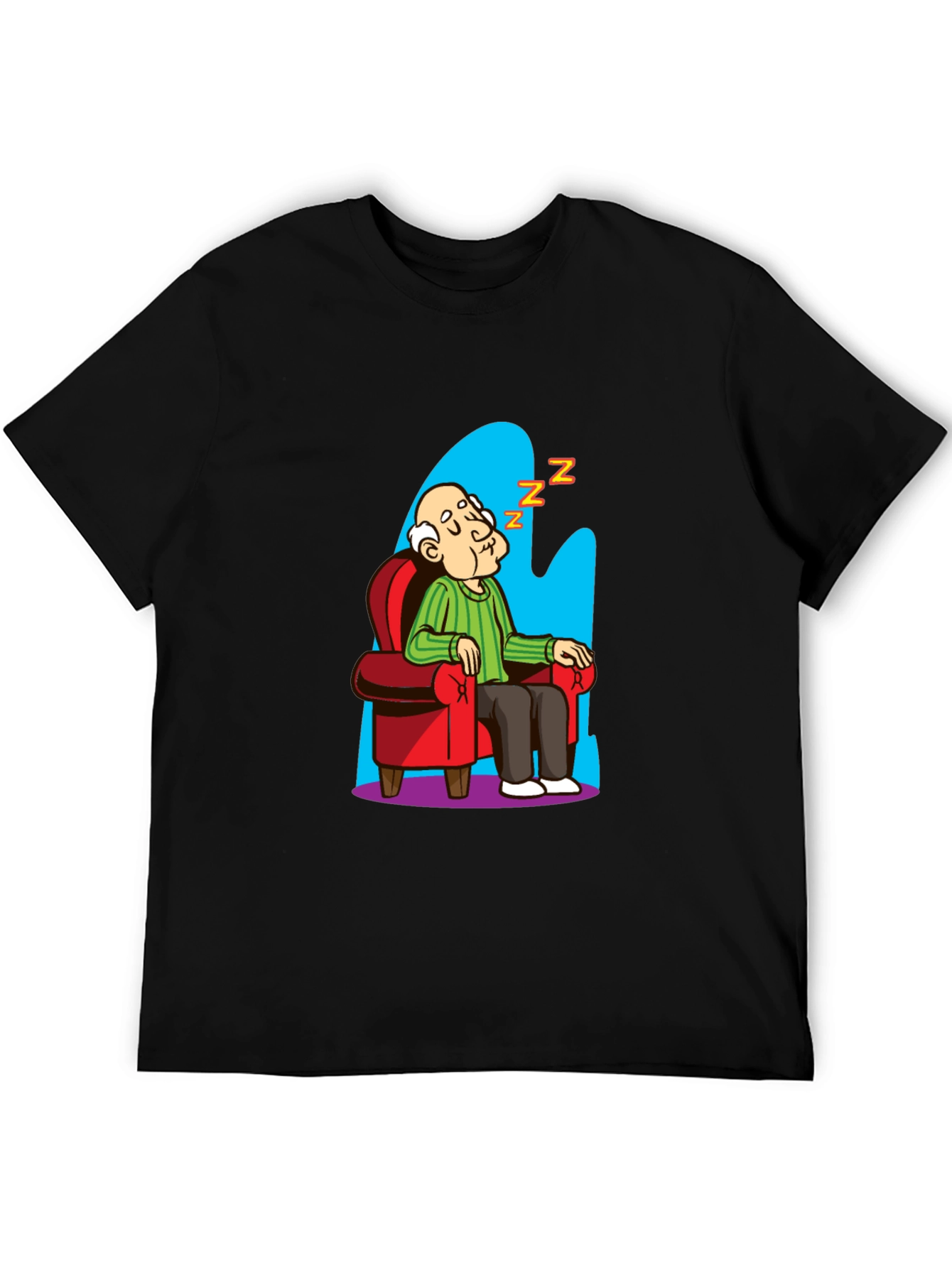 Funny Sleeping Grandpa Cartoon Graphic Tee