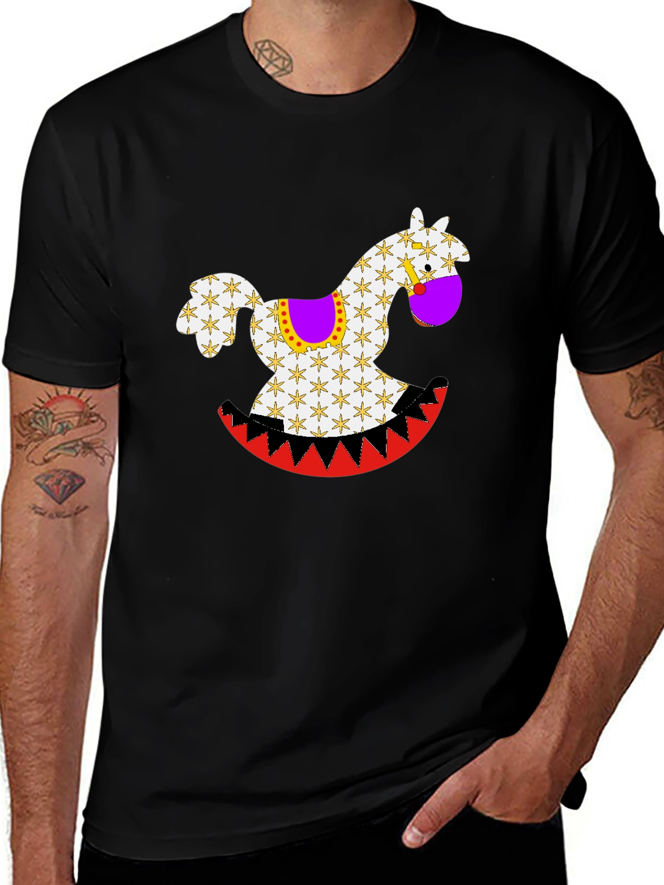 Rocking Horse Graphic Tee - Black Casual Shirt