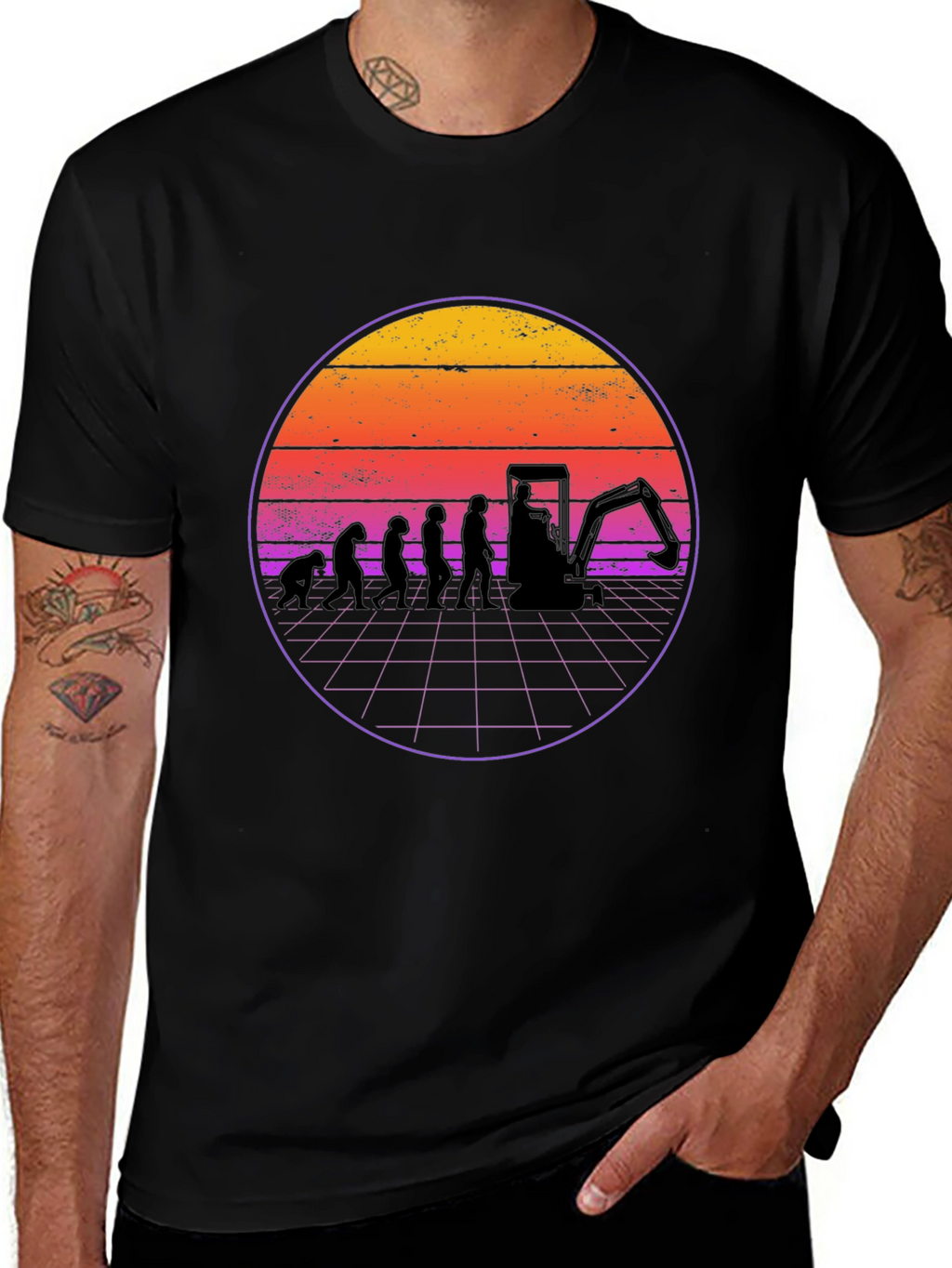 Evolution Excavator T-Shirt - Black Cotton Blend