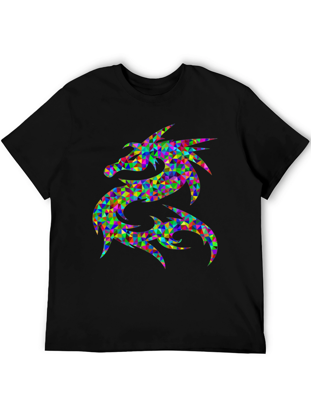 Prismatic Dragon Graphic Black T-Shirt