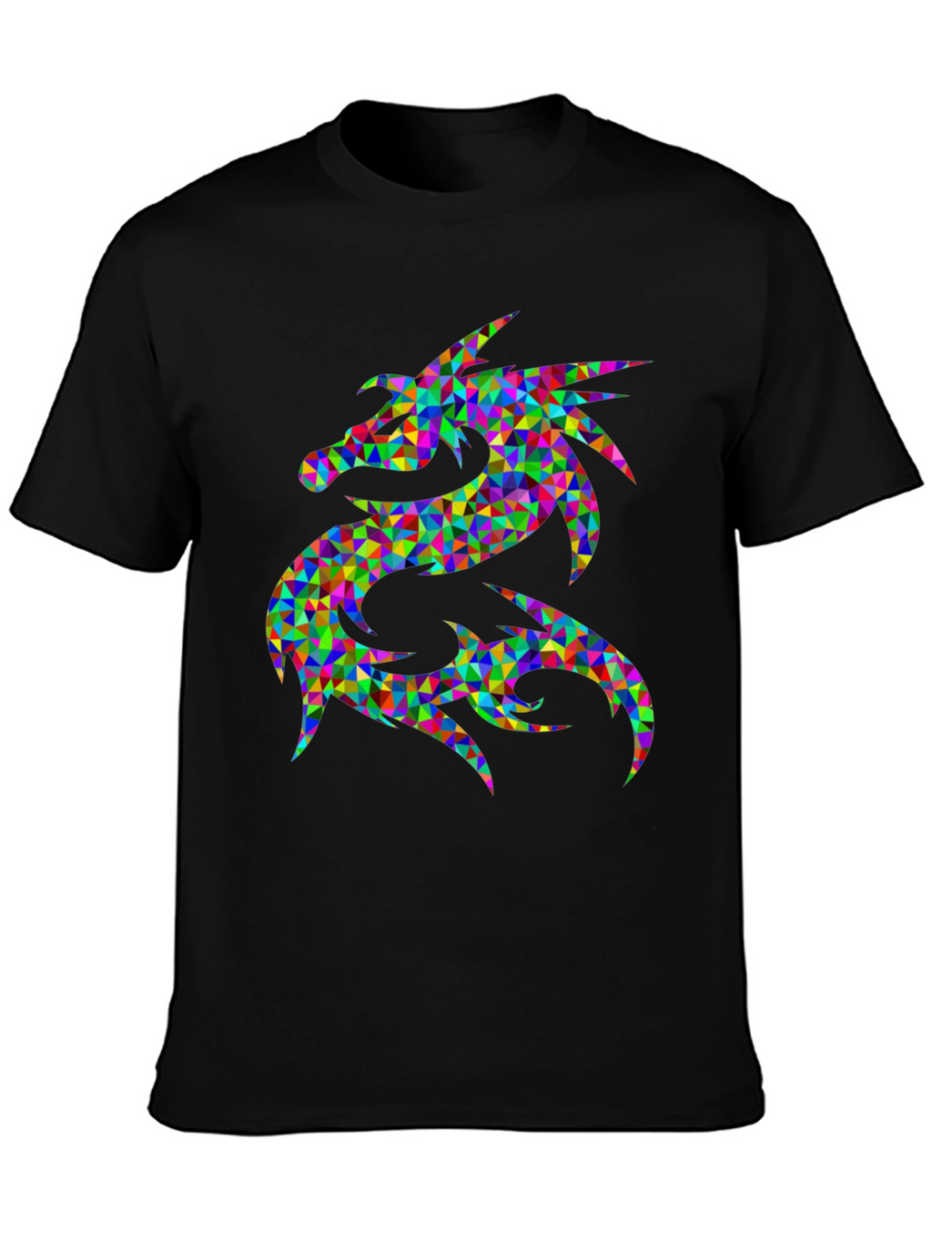 Prismatic Dragon Graphic Black T-Shirt