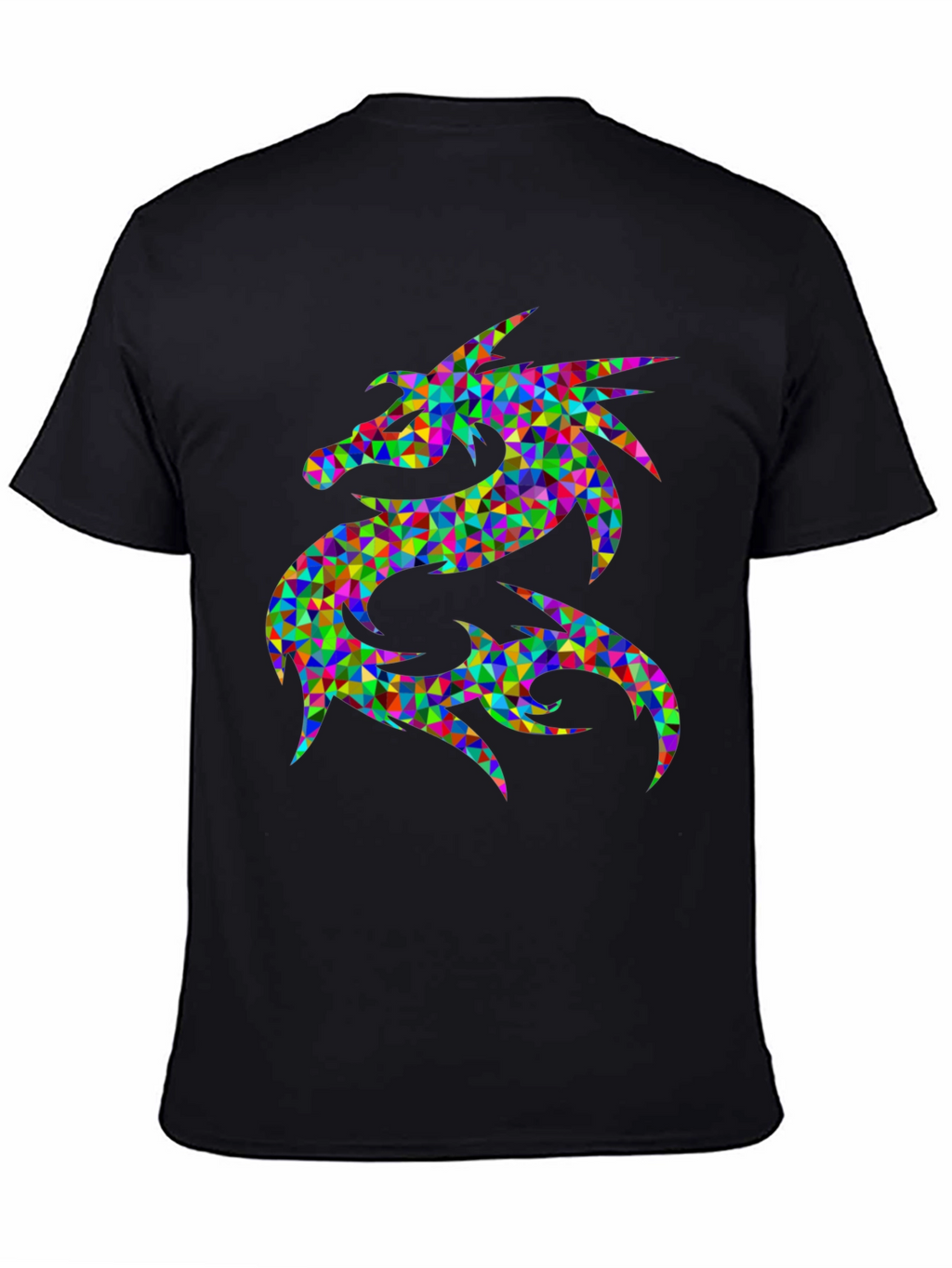 Prismatic Dragon Graphic Black T-Shirt