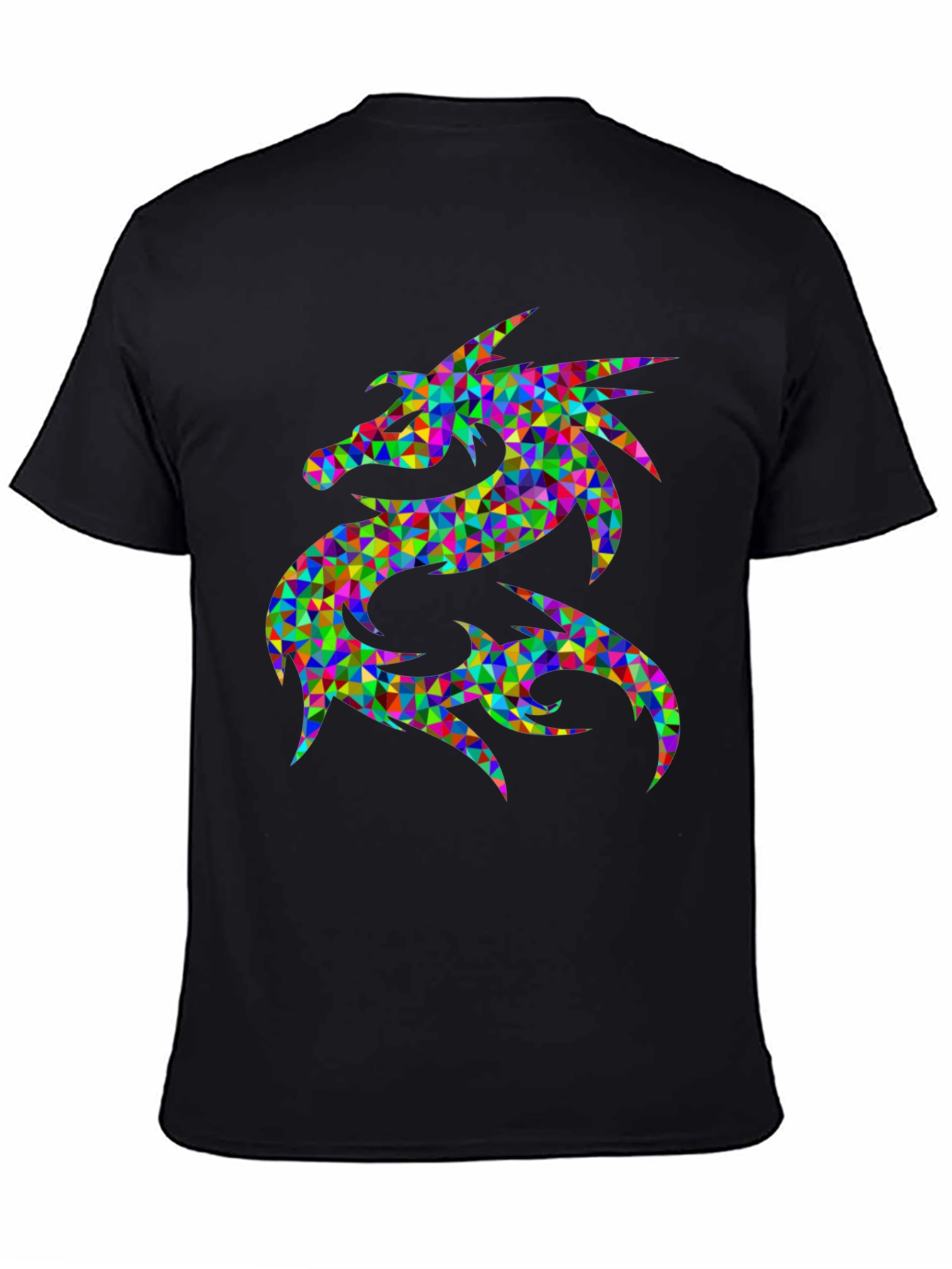 Prismatic Dragon Graphic Black T-Shirt
