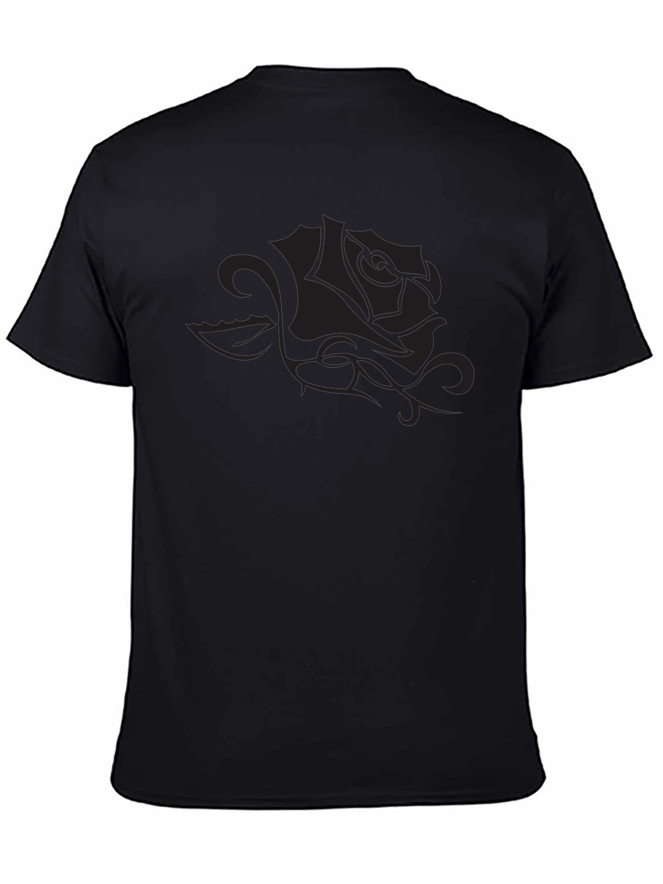 Mens Black T-Shirt with Rose Graphic
