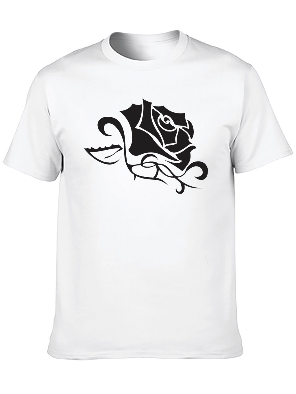 Mens Black T-Shirt with Rose Graphic