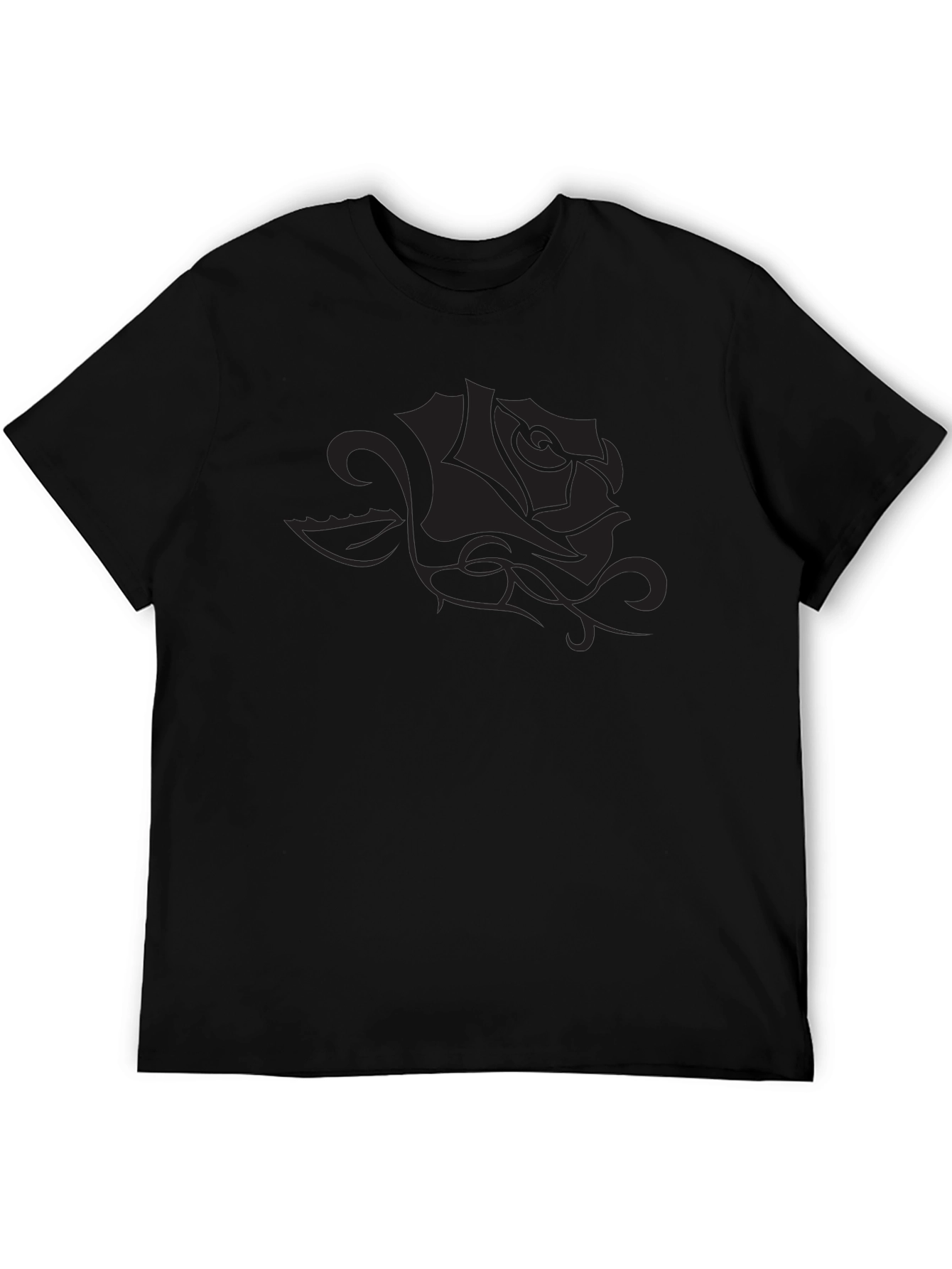 Mens Black T-Shirt with Rose Graphic