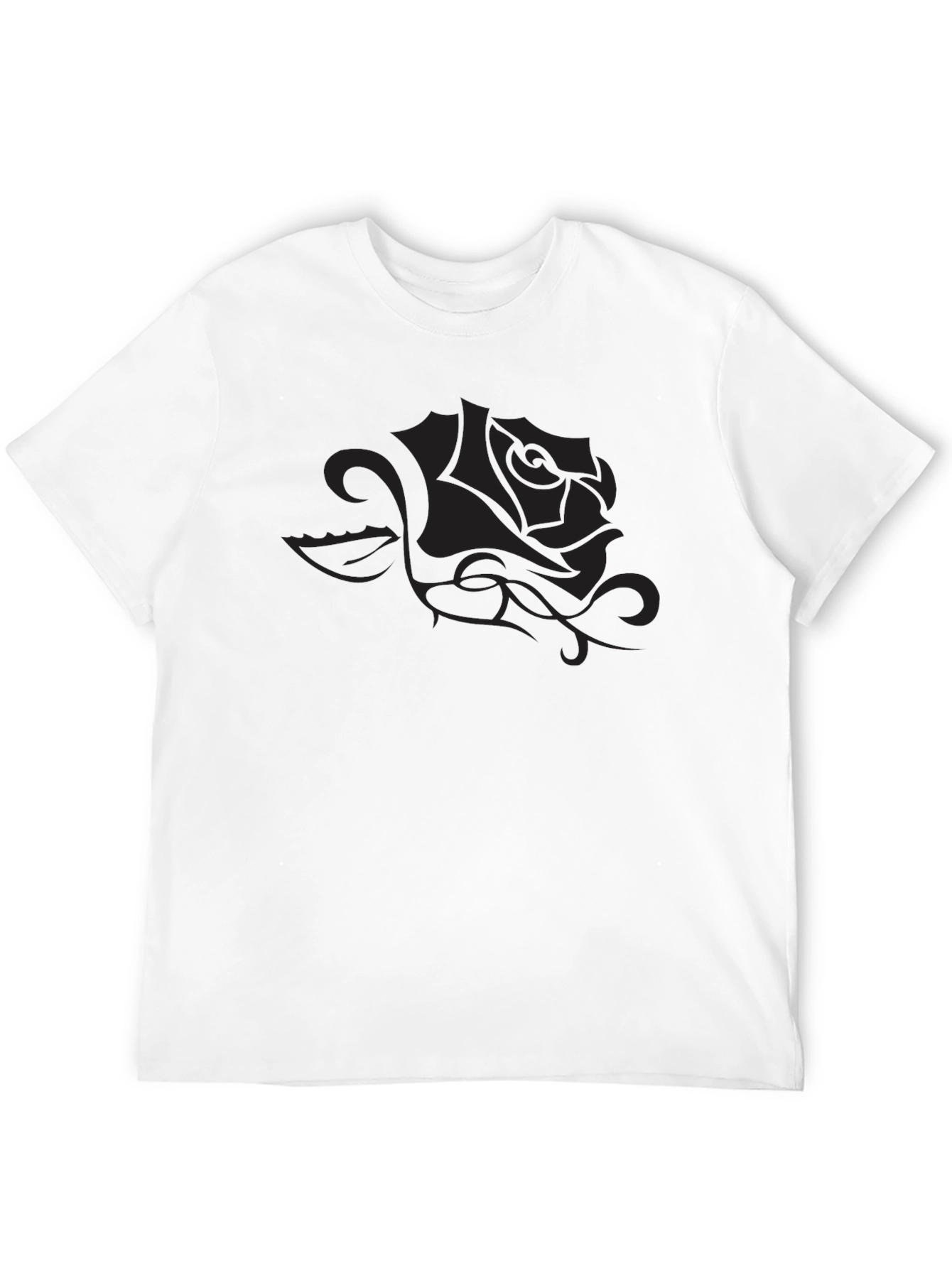 Mens Black T-Shirt with Rose Graphic