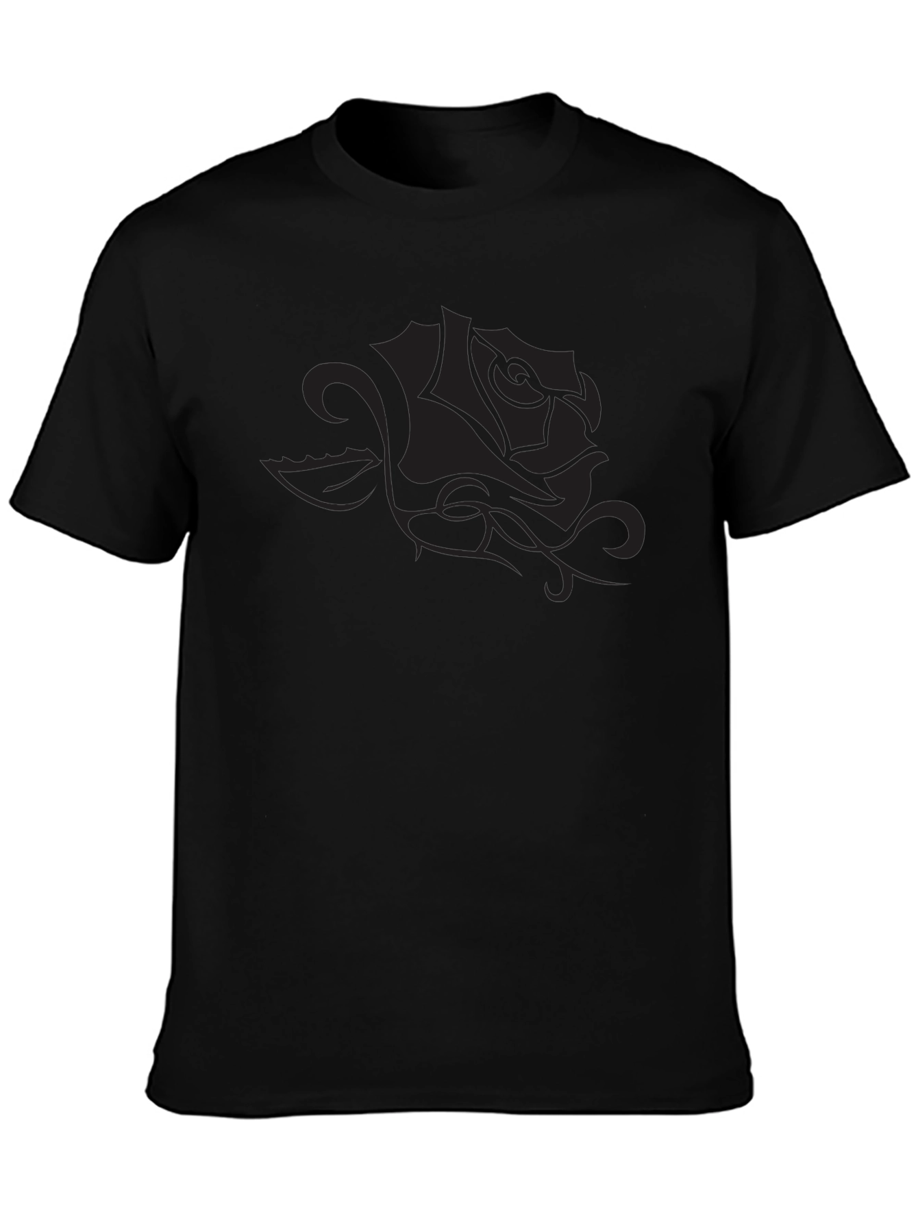 Mens Black T-Shirt with Rose Graphic