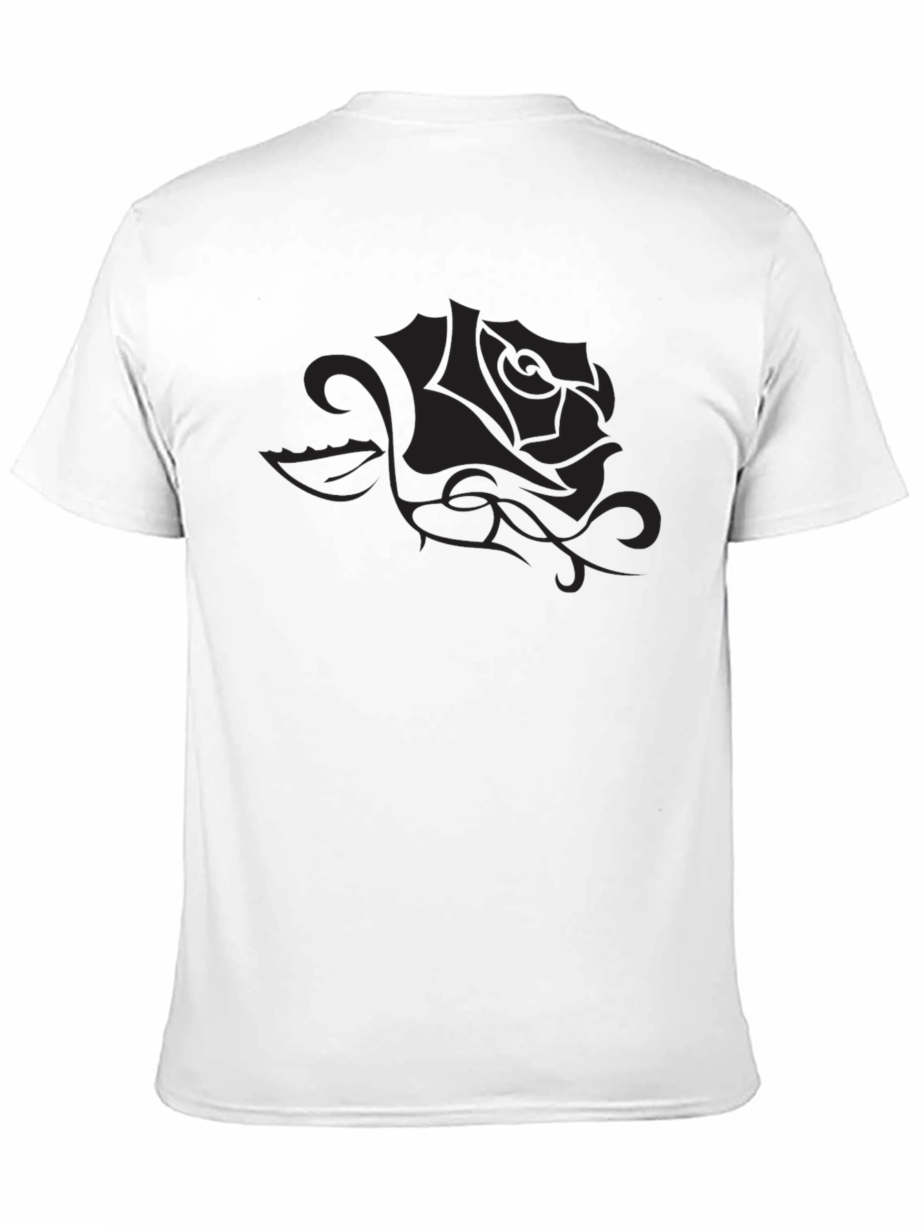 Mens Black T-Shirt with Rose Graphic