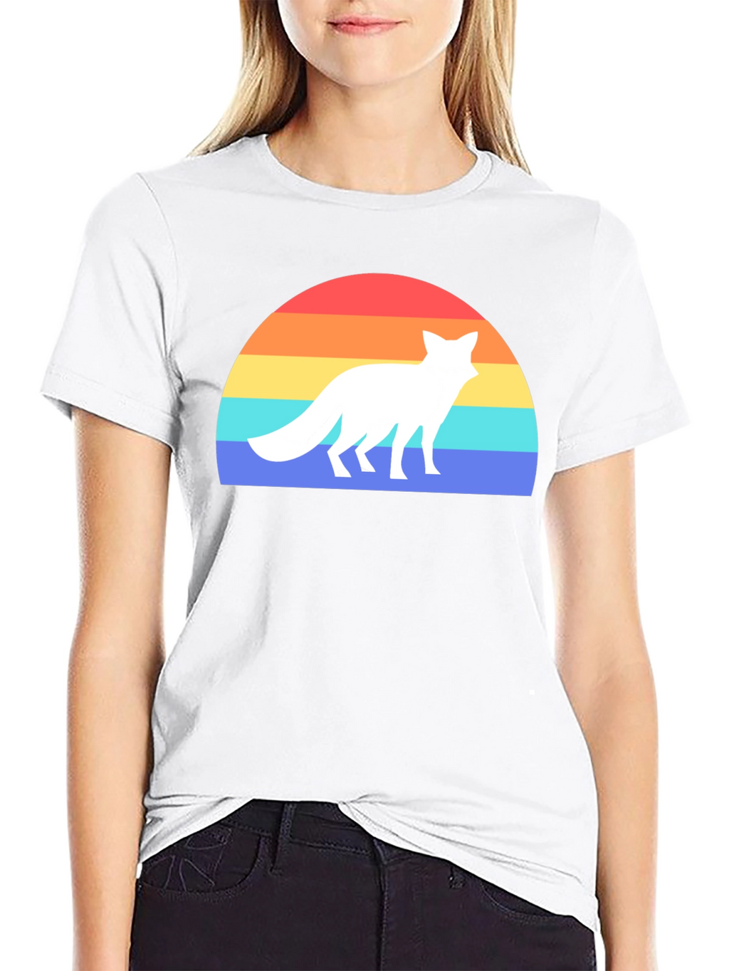 Retro Fox Sunset Graphic Tee - Black T-Shirt