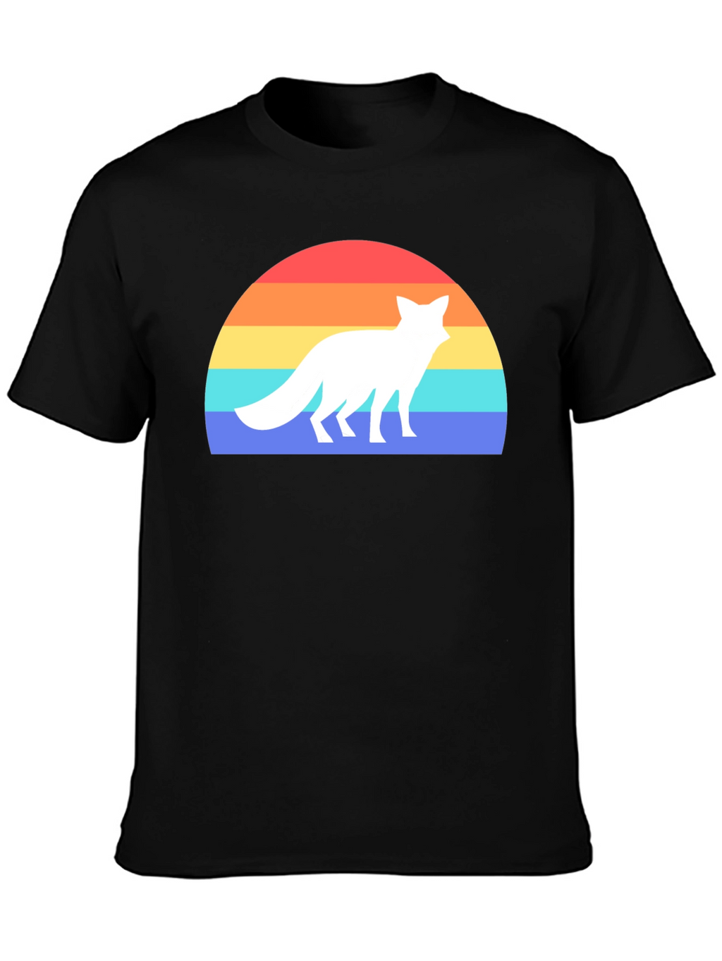 Retro Fox Sunset Graphic Tee - Black T-Shirt