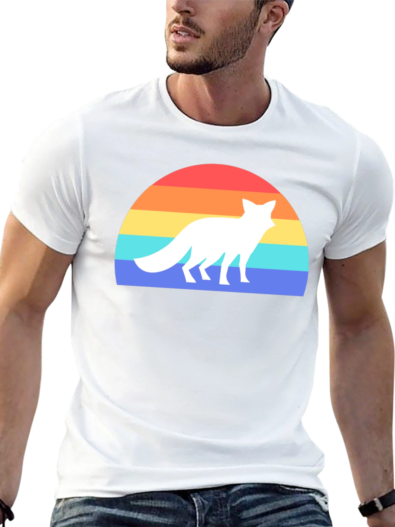 Retro Fox Sunset Graphic Tee - Black T-Shirt