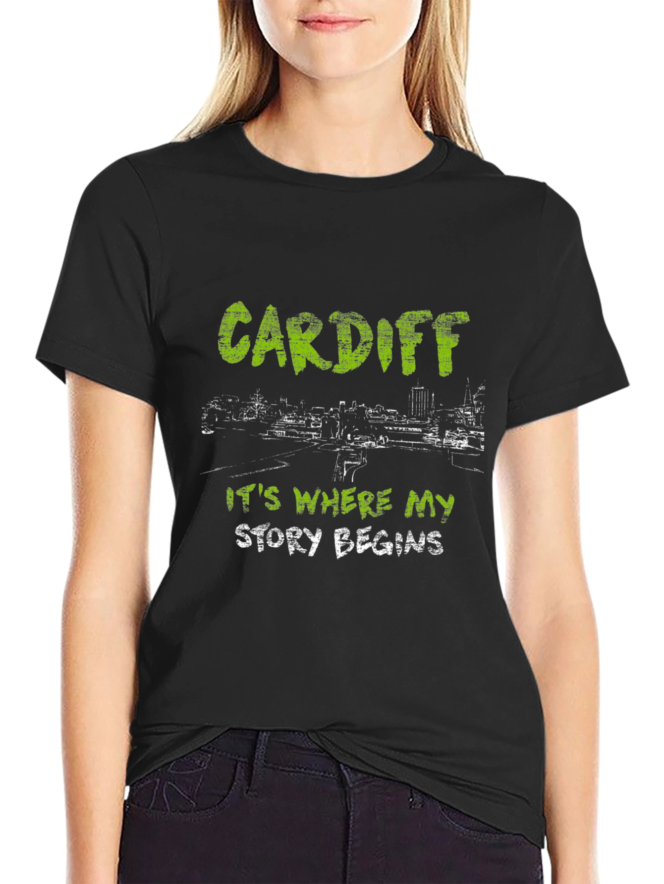 Cardiff Story Begins Black T-Shirt