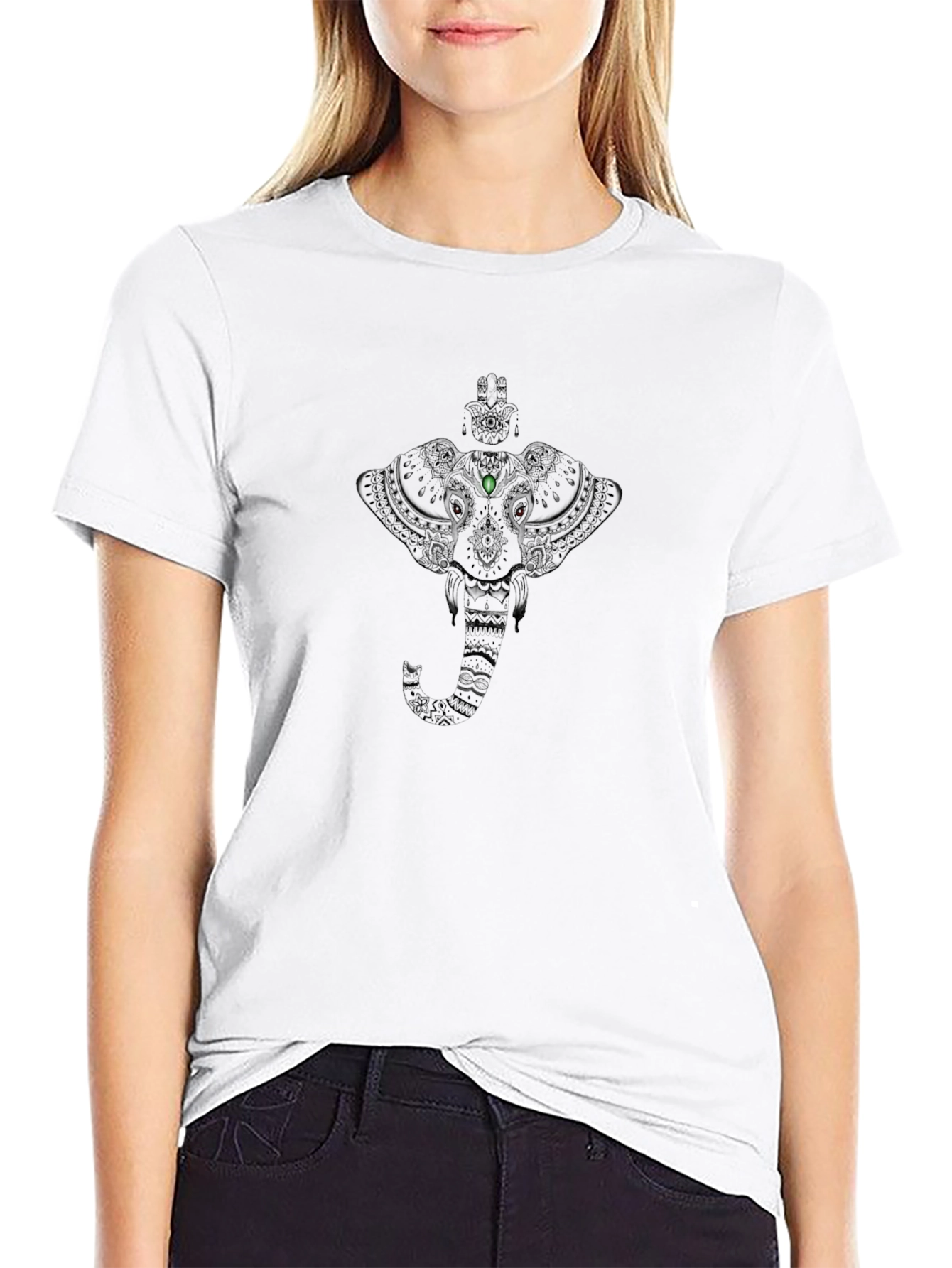 Elephant Graphic Print T-Shirt - Soft Black Cotton Blend
