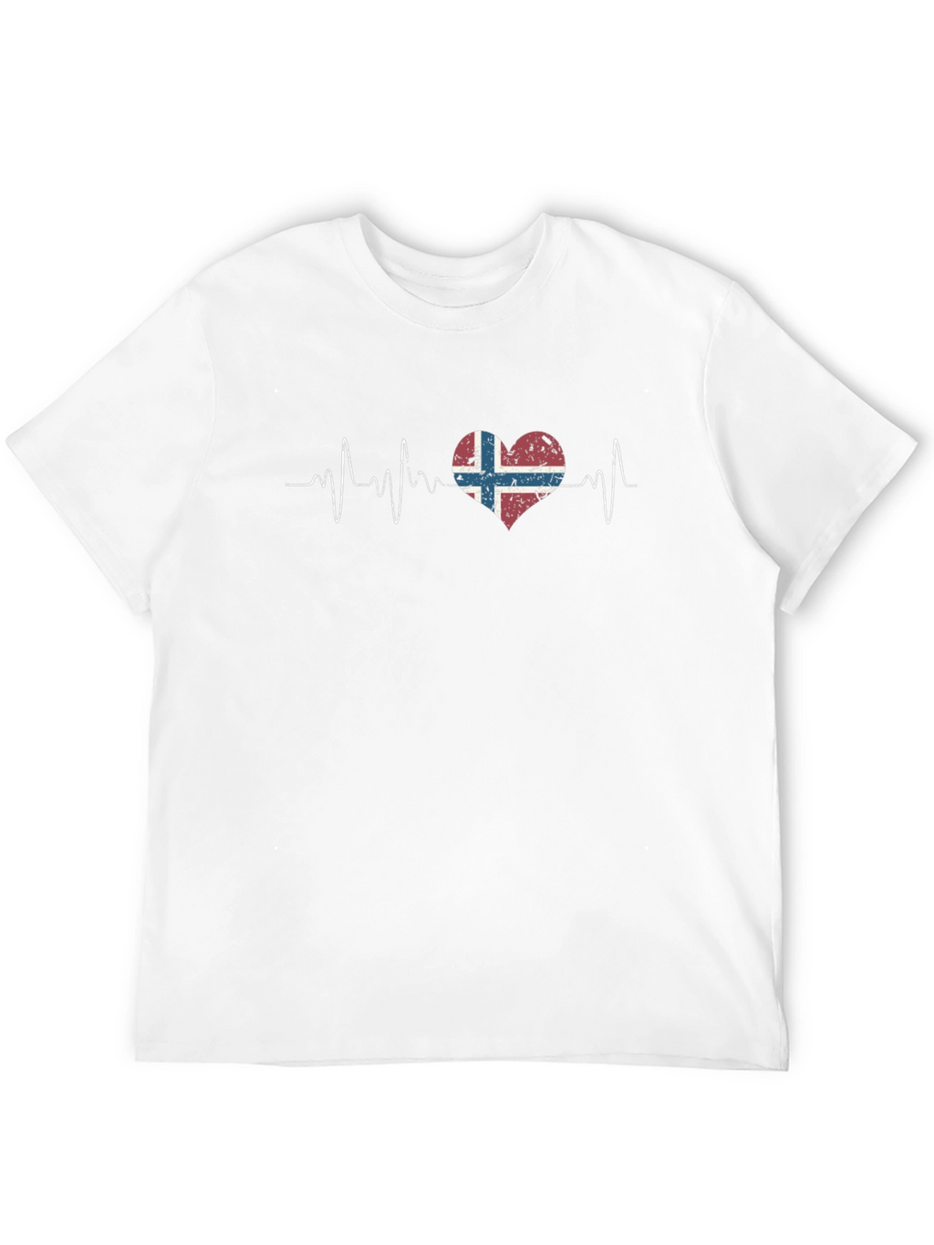 Norway Flag Heartbeat T-Shirt - Distressed Design