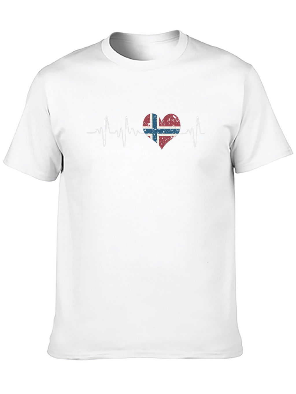 Norway Flag Heartbeat T-Shirt - Distressed Design